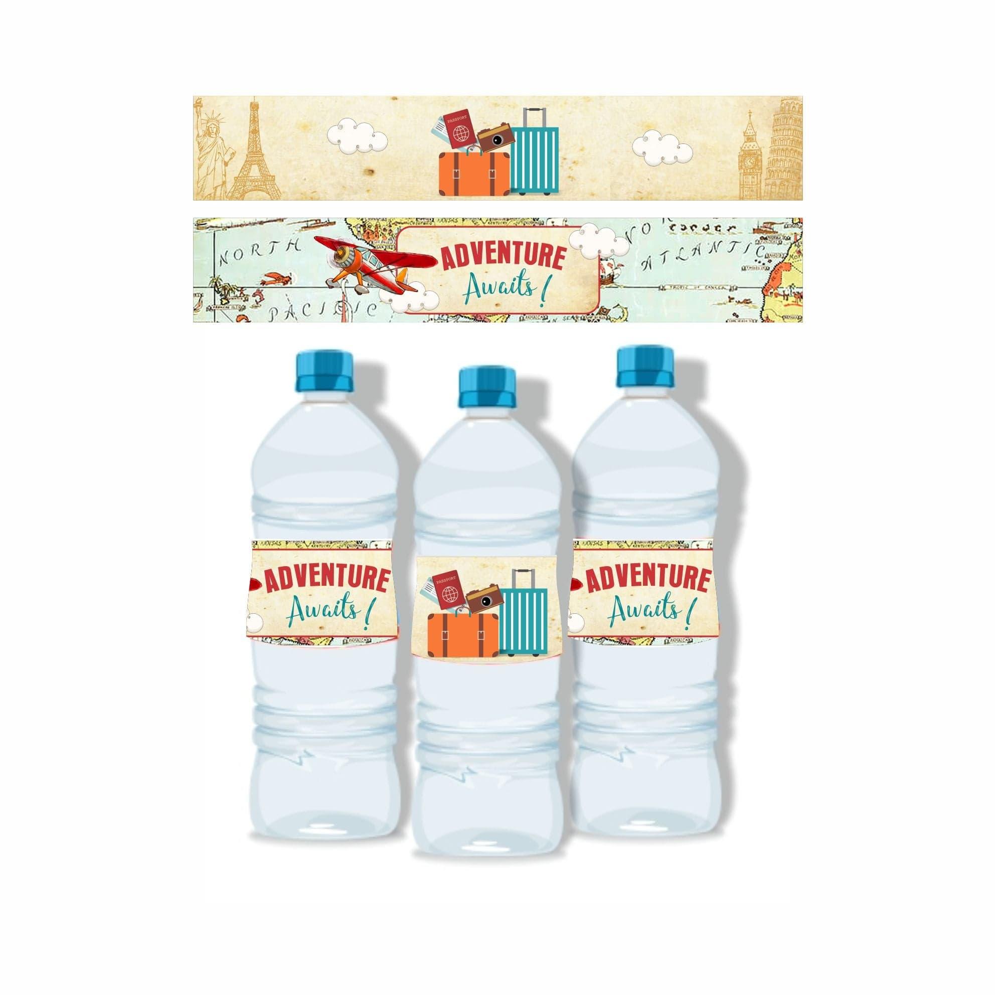 Travel Theme Water Bottle Labels THEME PARTIES Pretty UR Party