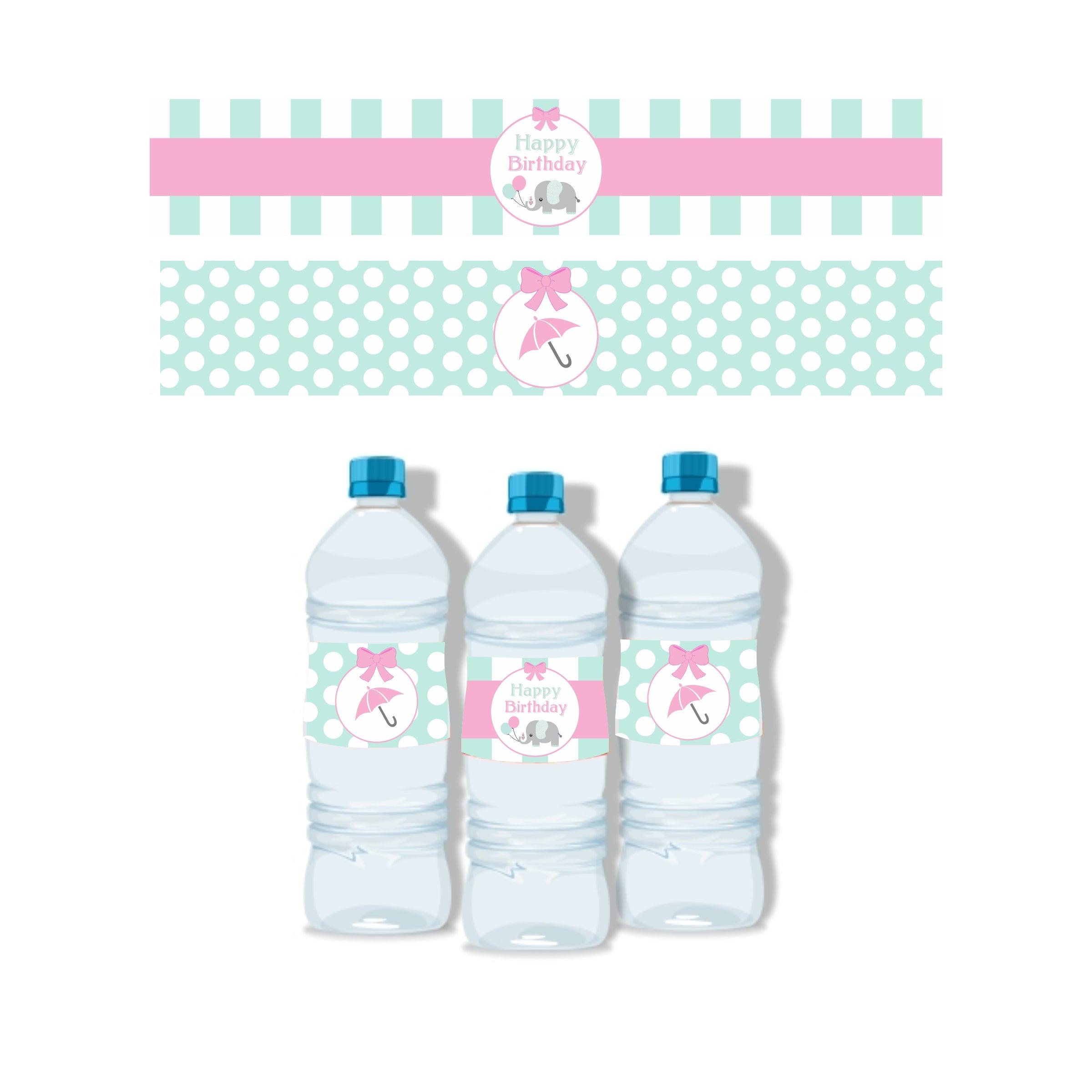 Elephant Birthday Theme Water Bottle Labels THEME PARTIES Pretty UR Party