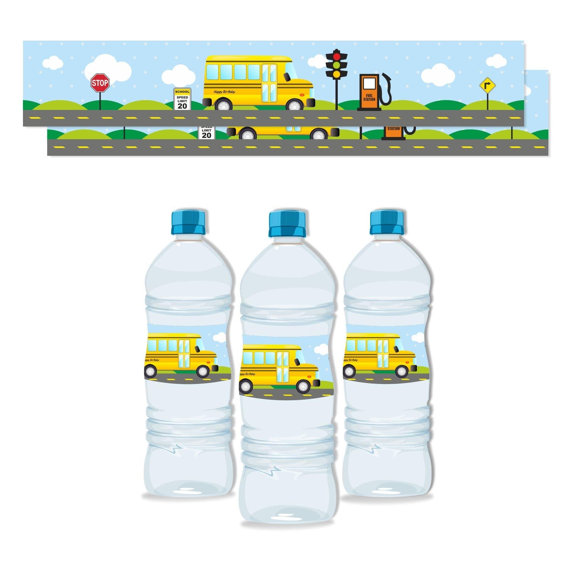 Wheels On The Bus Water Bottle Labels THEME PARTIES Pretty UR Party