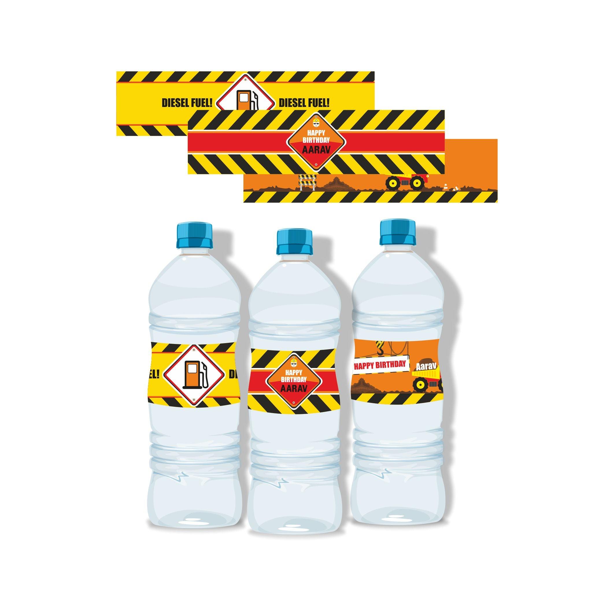 New Construction Theme Water Bottle Labels THEME PARTIES Pretty UR Party