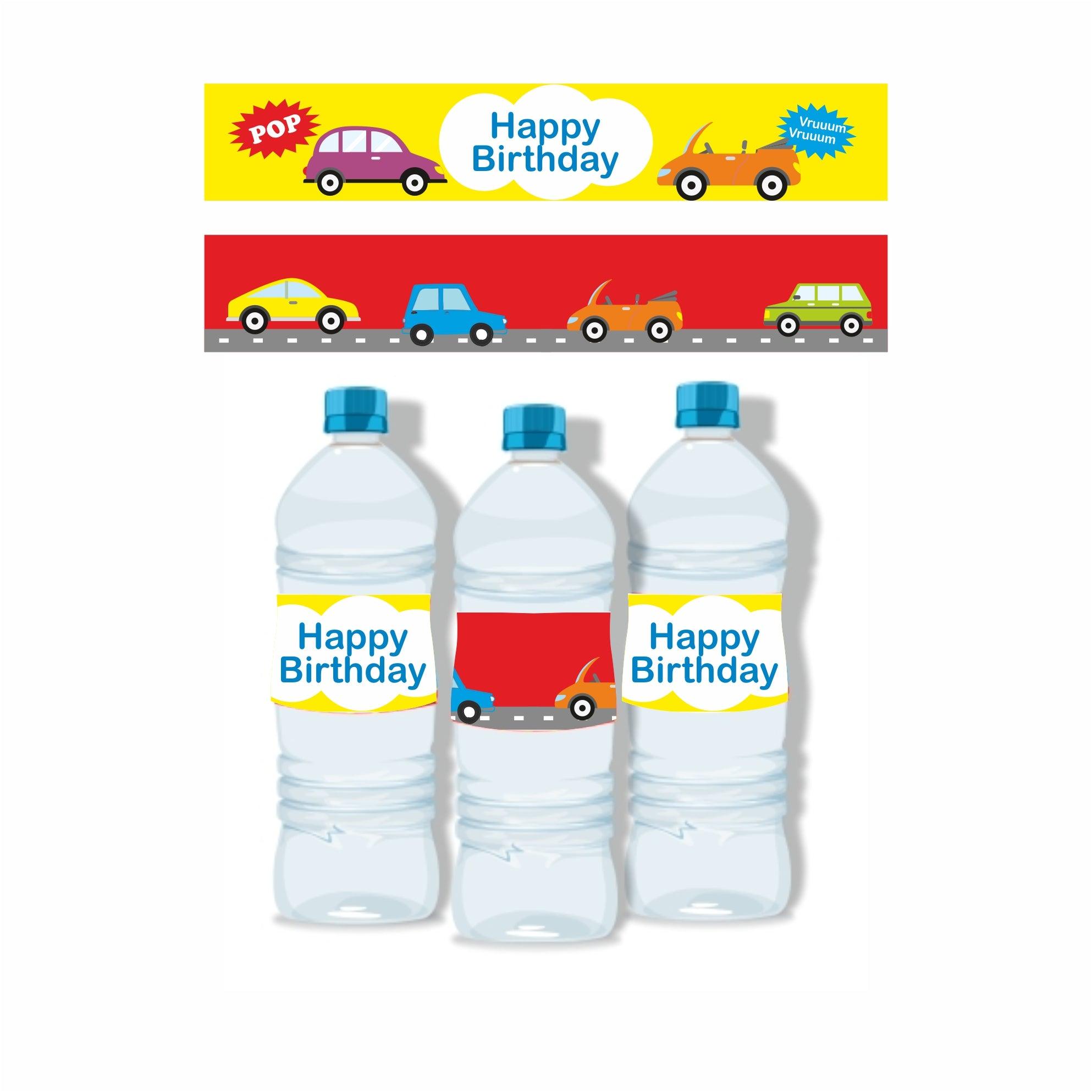 Colorful Cars Theme Water Bottle Labels THEME PARTIES Pretty UR Party