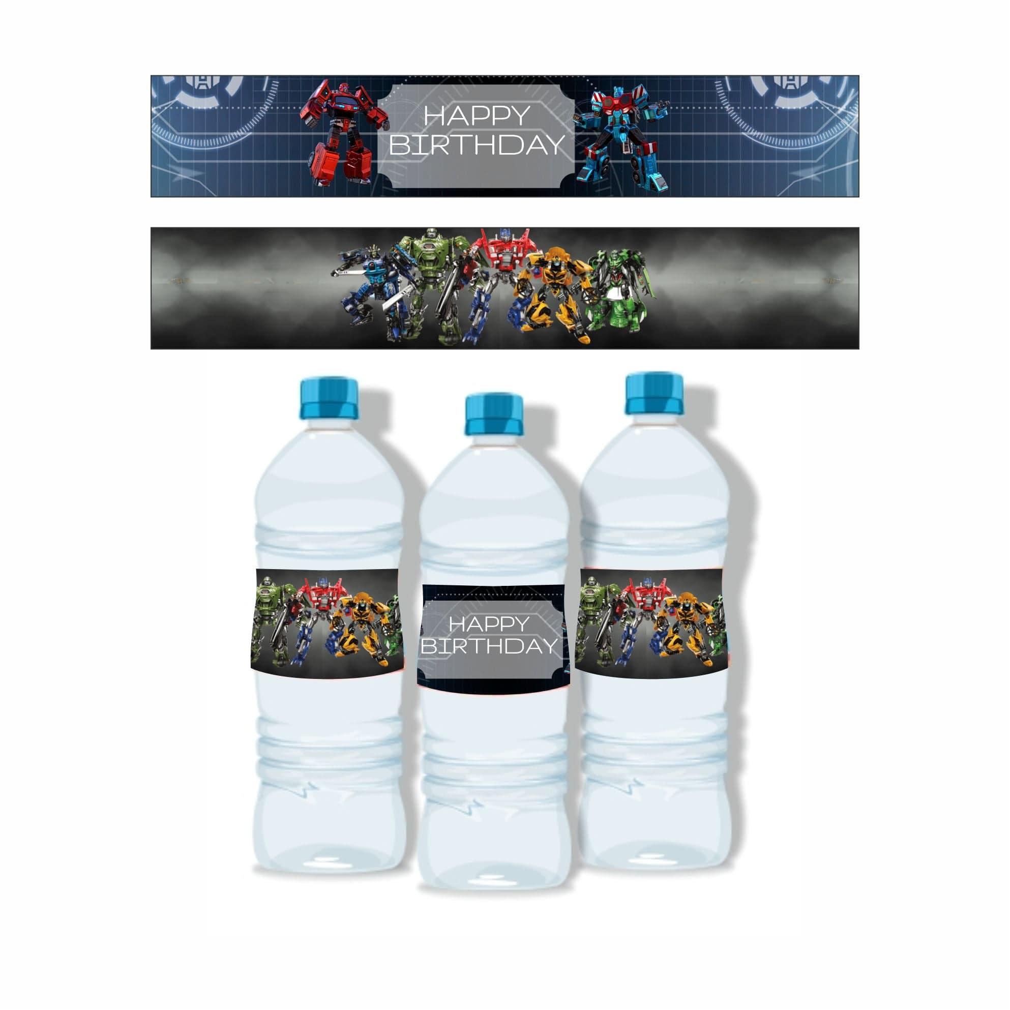 Transformers Theme Water Bottle Labels THEME PARTIES Pretty UR Party