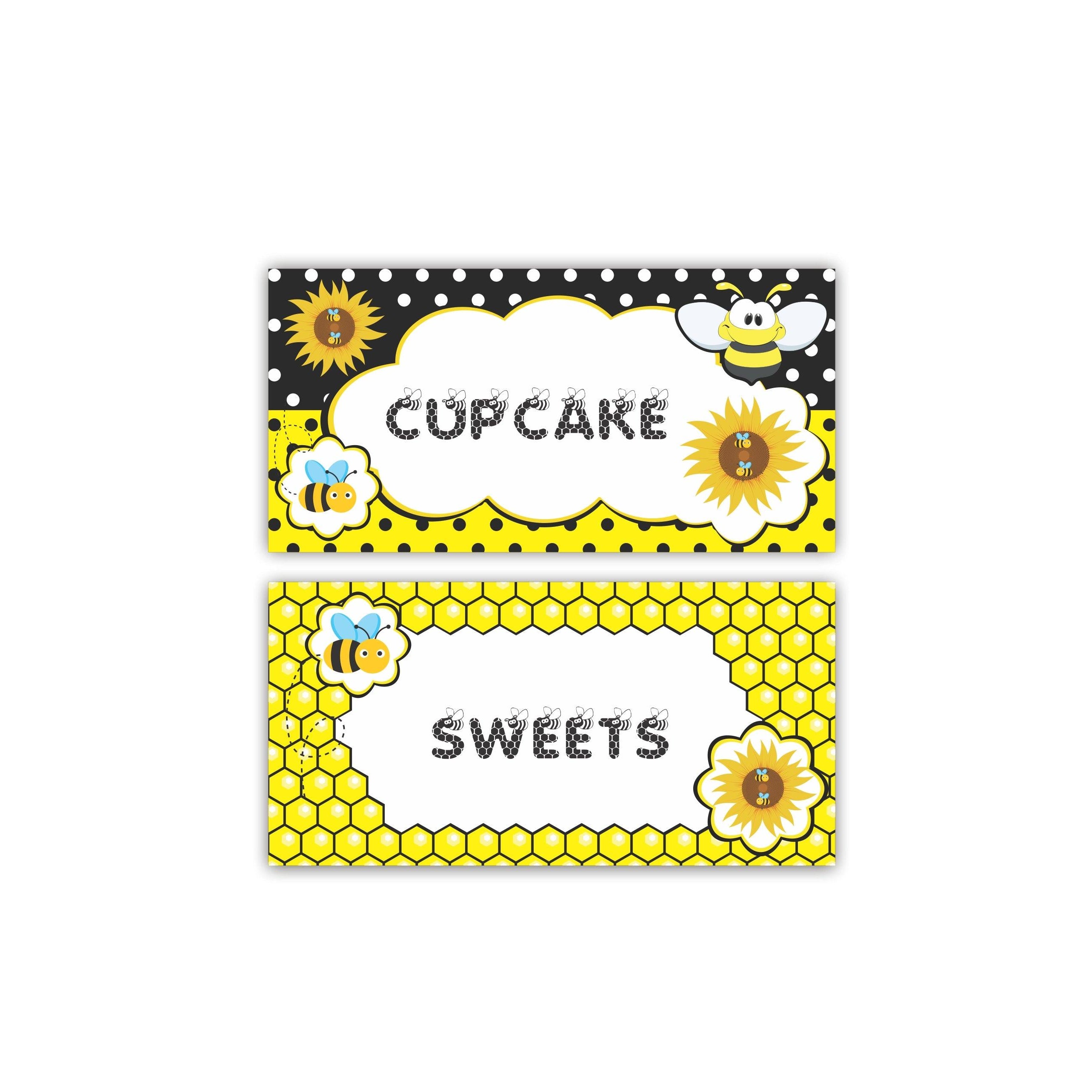 Bumble Bee Food Labels / Buffet Table Cards THEME PARTIES Pretty UR Party