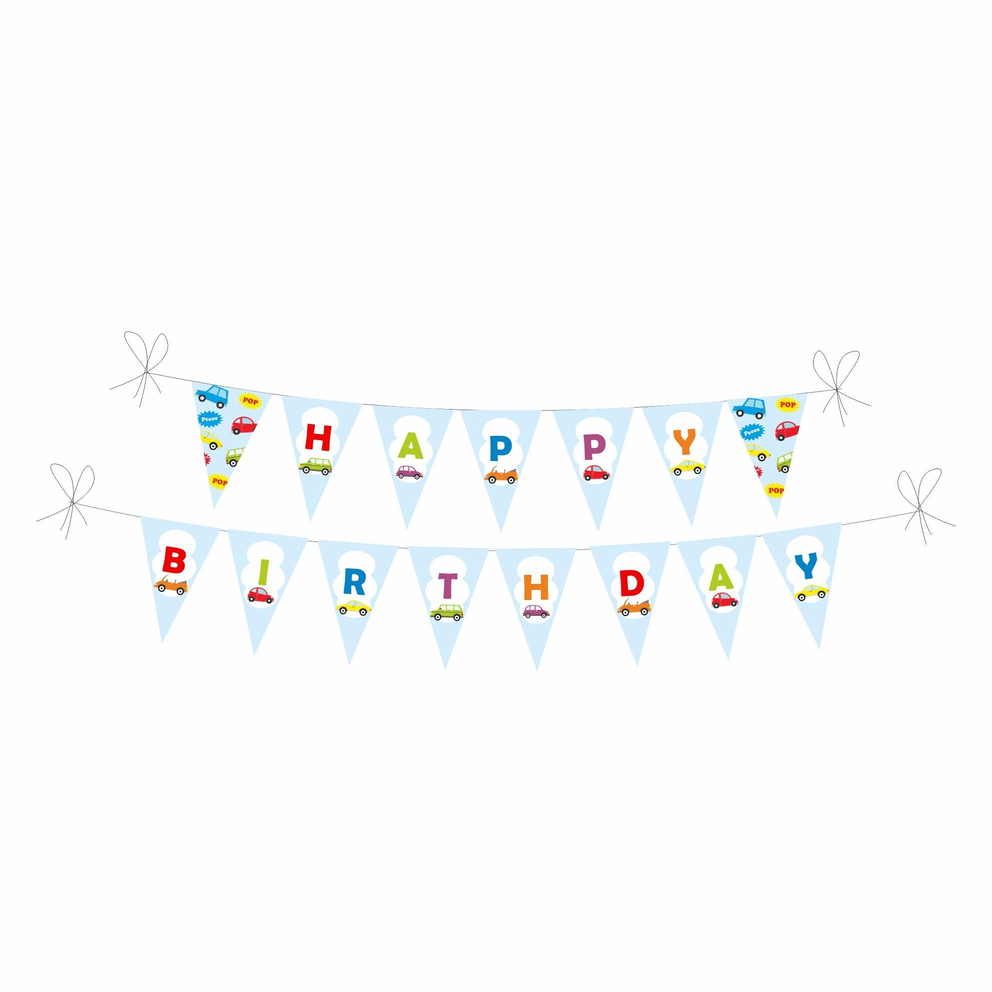 Colorful Cars Theme Bunting BIRTHDAYS Pretty UR Party
