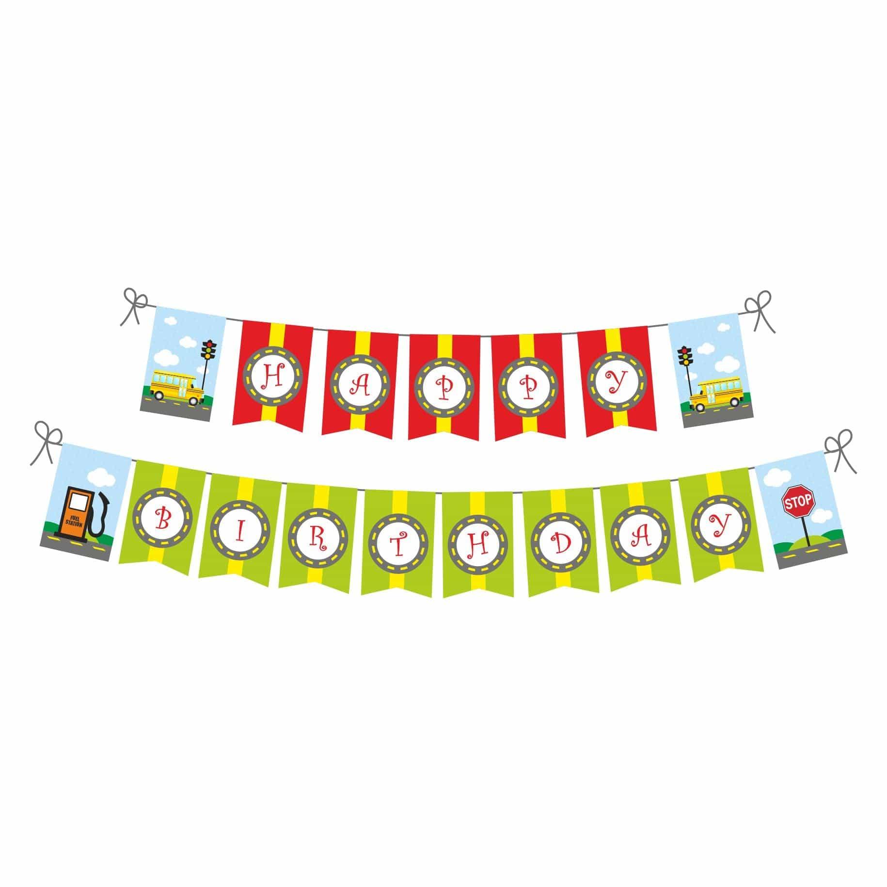 Wheels On The Bus Theme Bunting THEME PARTIES Pretty UR Party