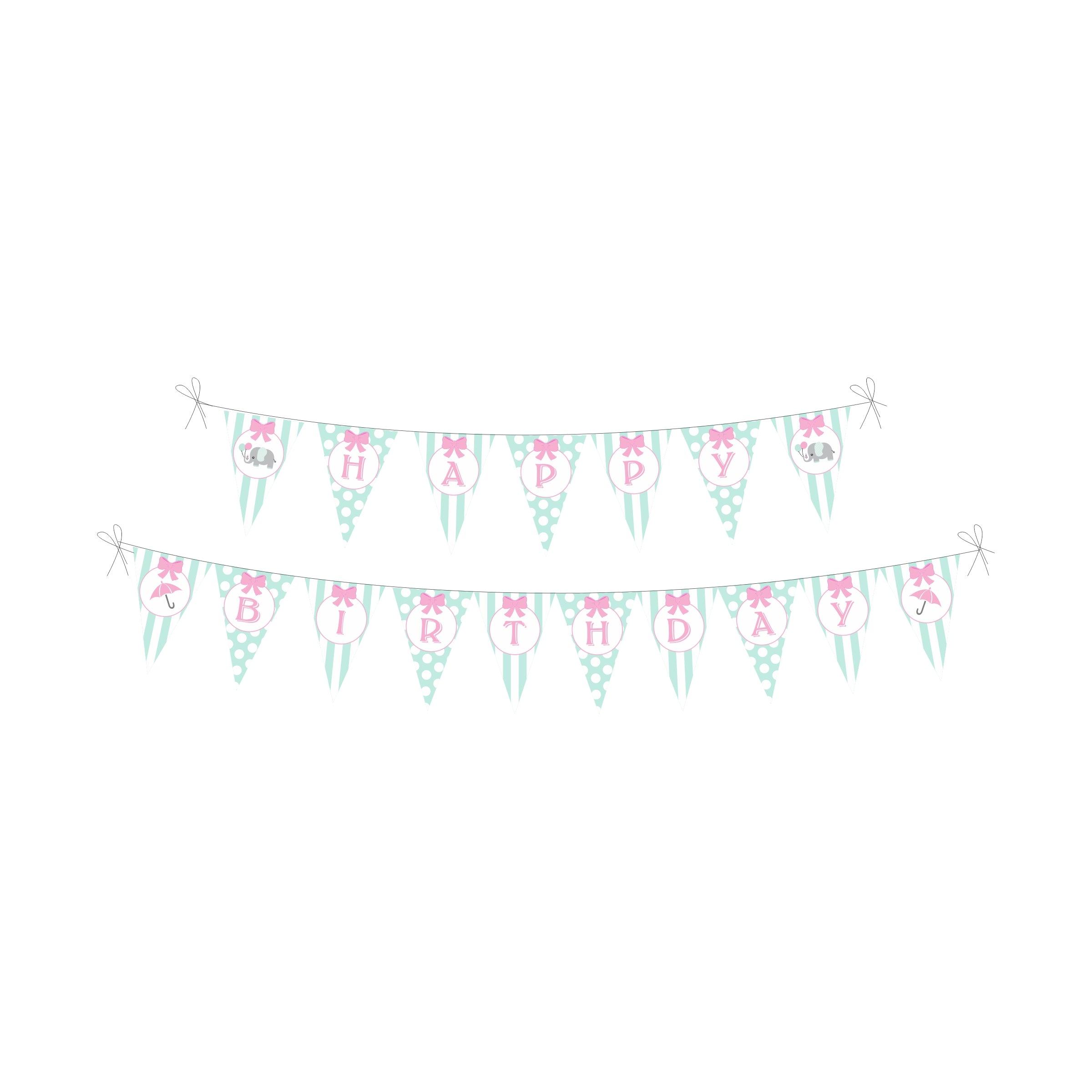 Elephant Birthday Theme Bunting BIRTHDAYS Pretty UR Party