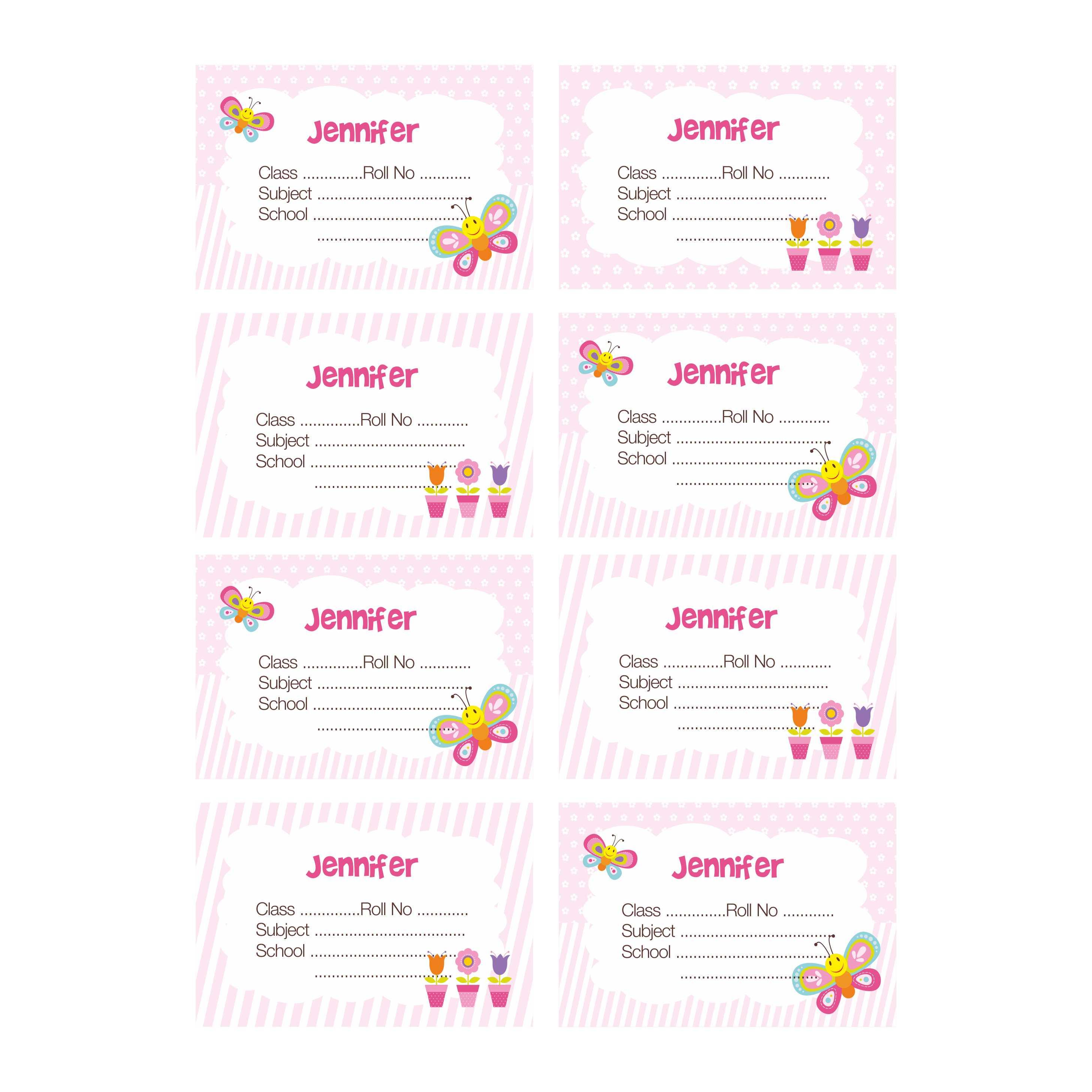 Butterfly Book Name Labels PERSONALISED Pretty UR Party