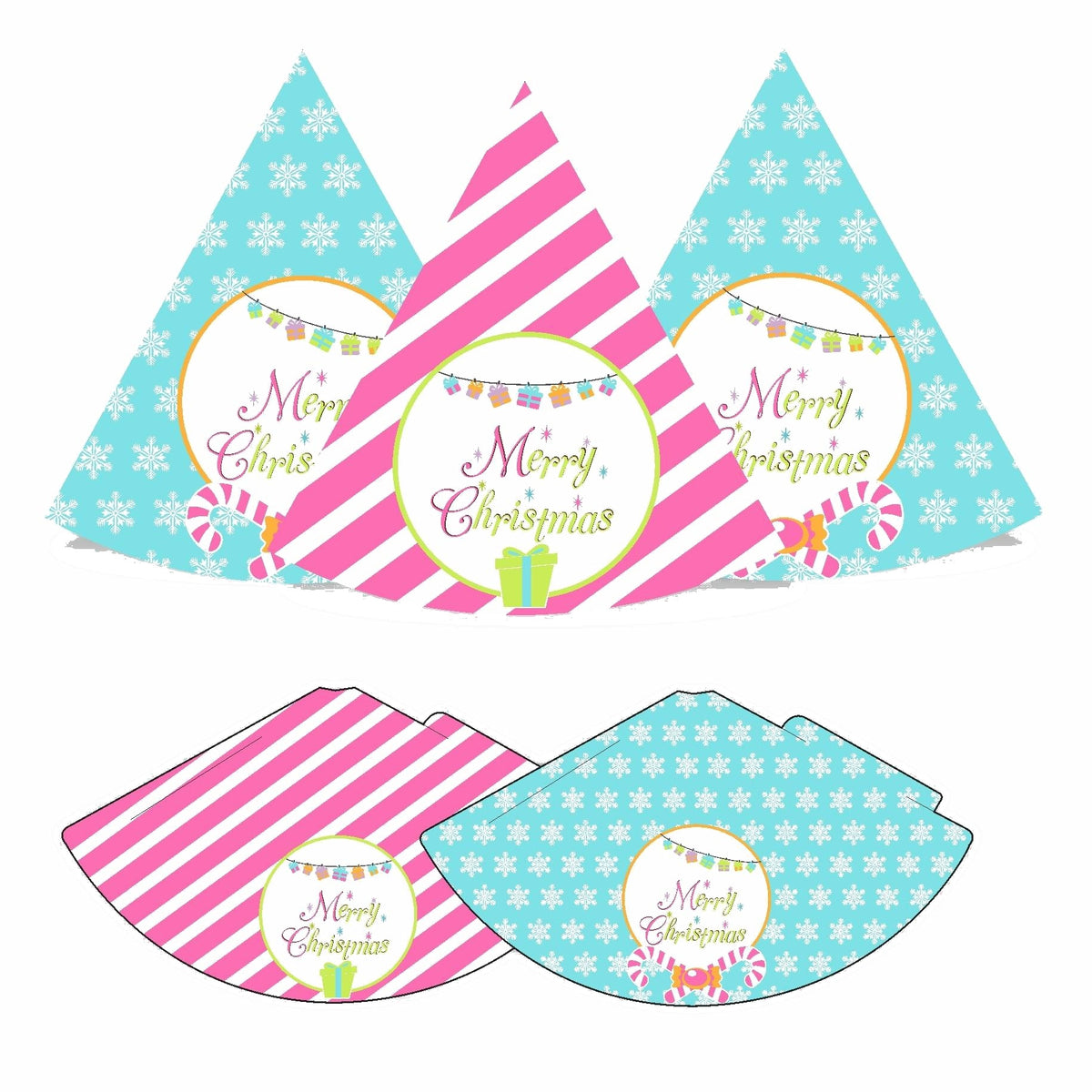 Merry and Bright Caps - Pack of 10