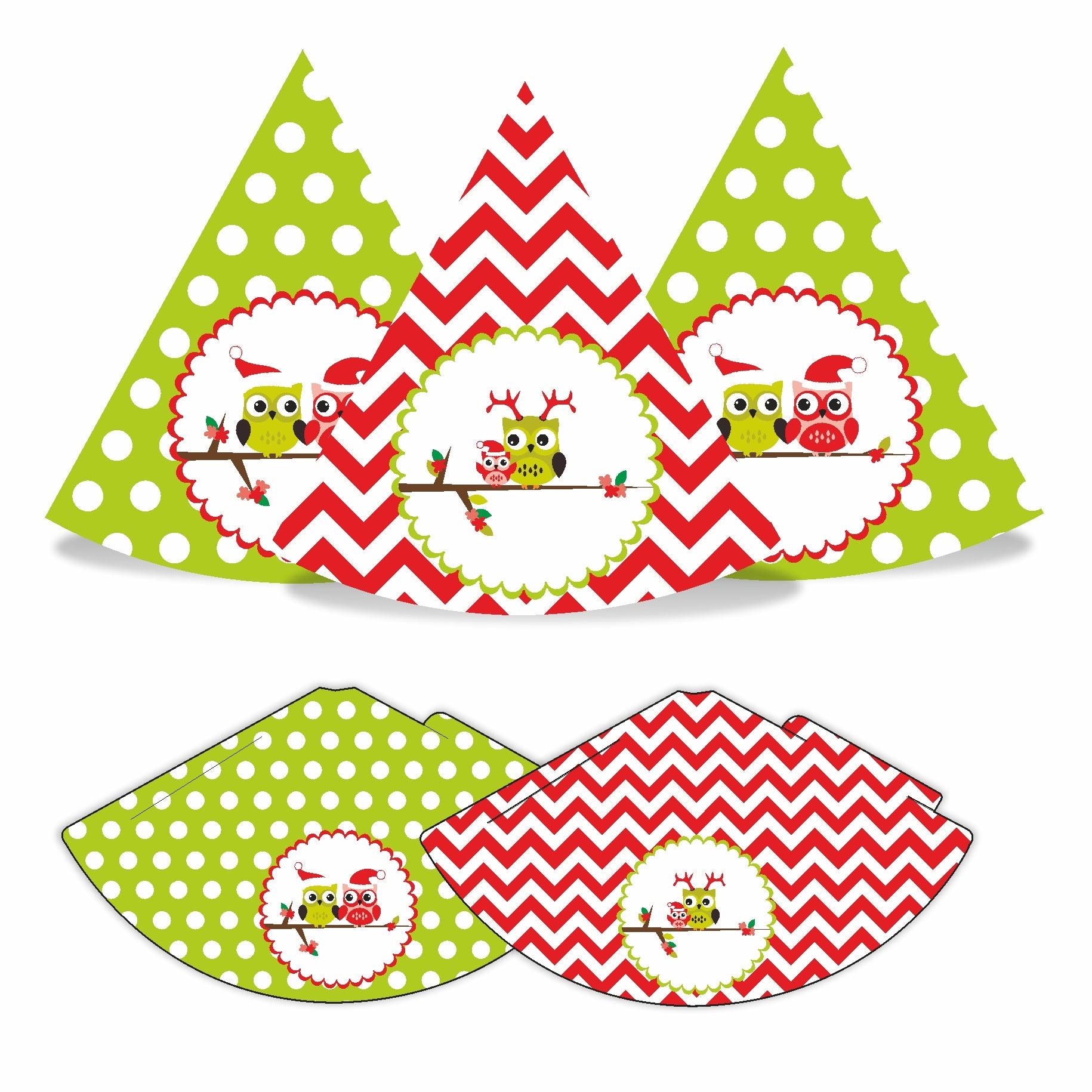 Christmas Owl Theme Caps - Pack of 10 ALL PARTY SUPPLIES Pretty UR Party