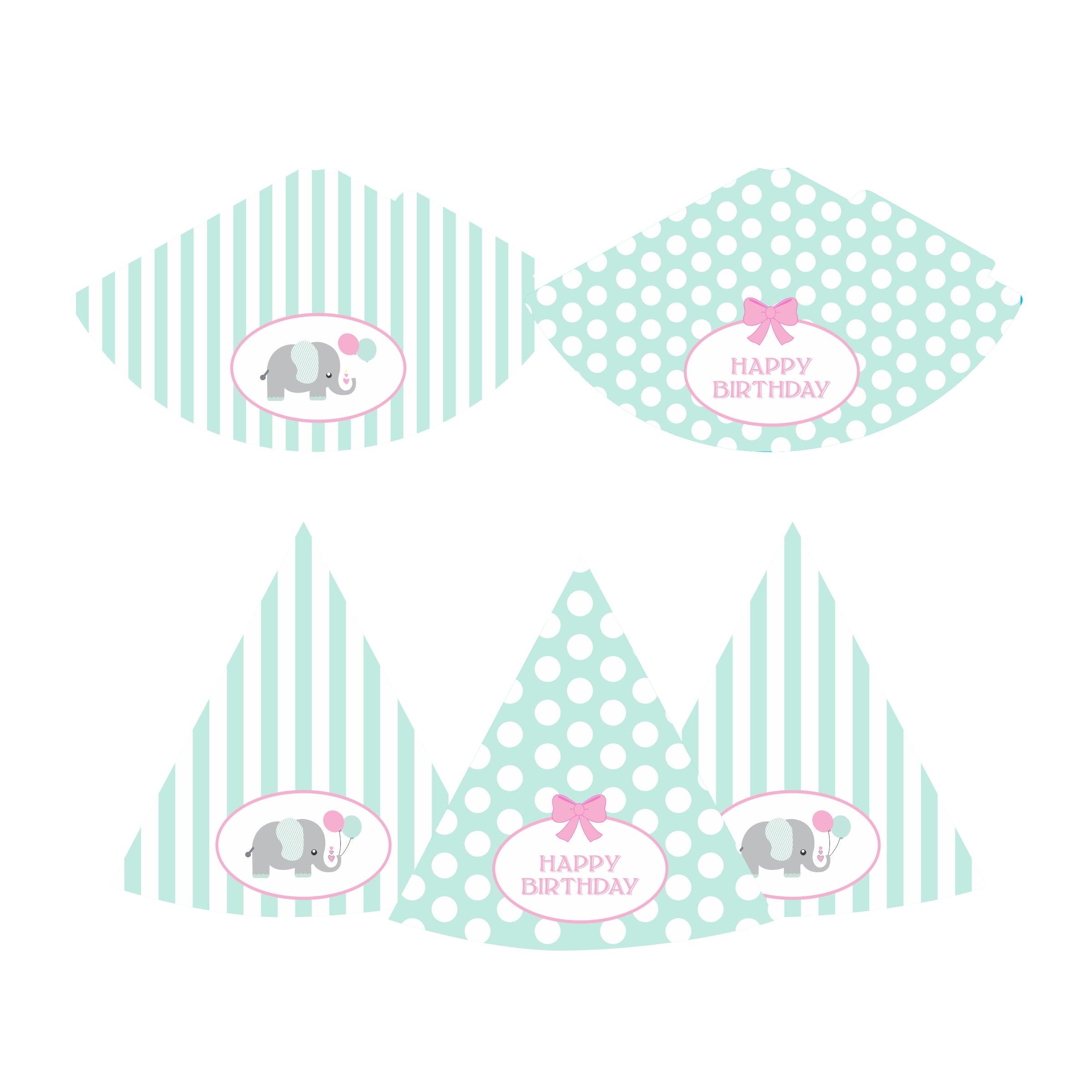 Elephant Birthday Theme Hats - Pack of 10 THEME PARTIES Pretty UR Party