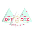 Mint and Pink Floral 1st Birthday Theme Hats - Pack of 10 ALL PARTY SUPPLIES Pretty UR Party