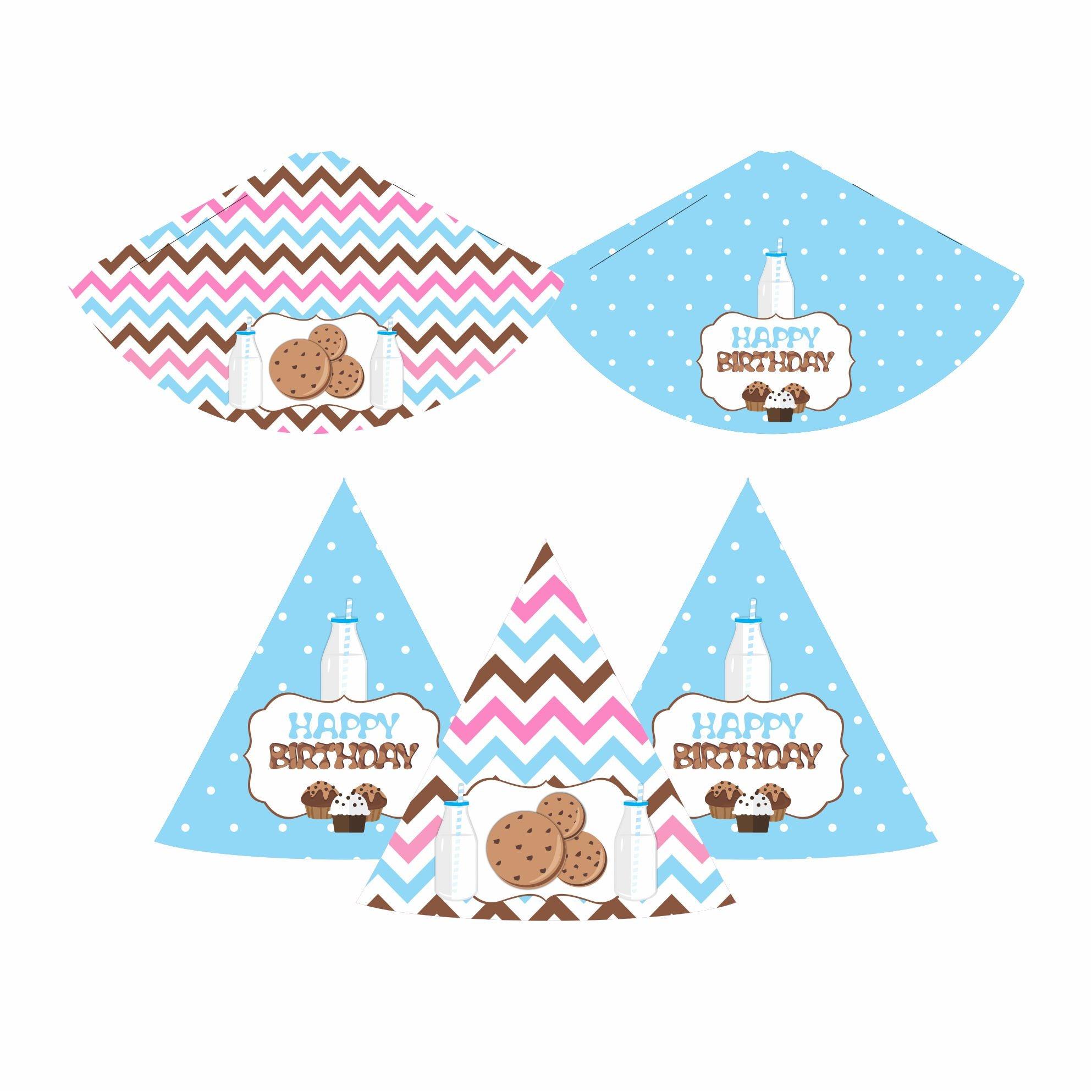 Milk and Cookies Theme Caps - Pack of 10 THEME PARTIES Pretty UR Party
