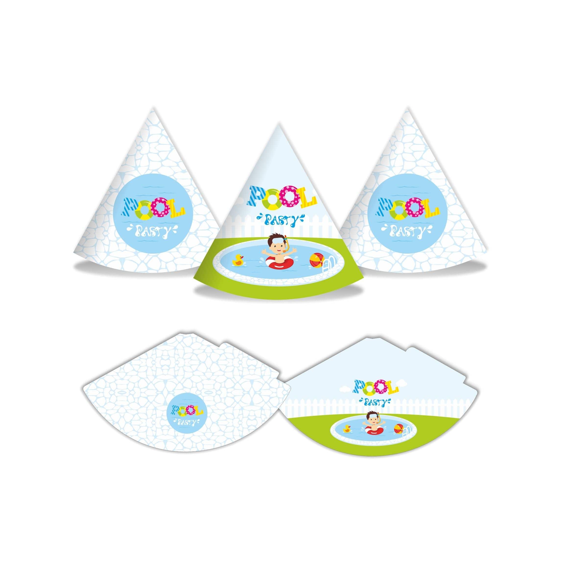Pool Party Hats - Pack of 10 THEME PARTIES Pretty UR Party