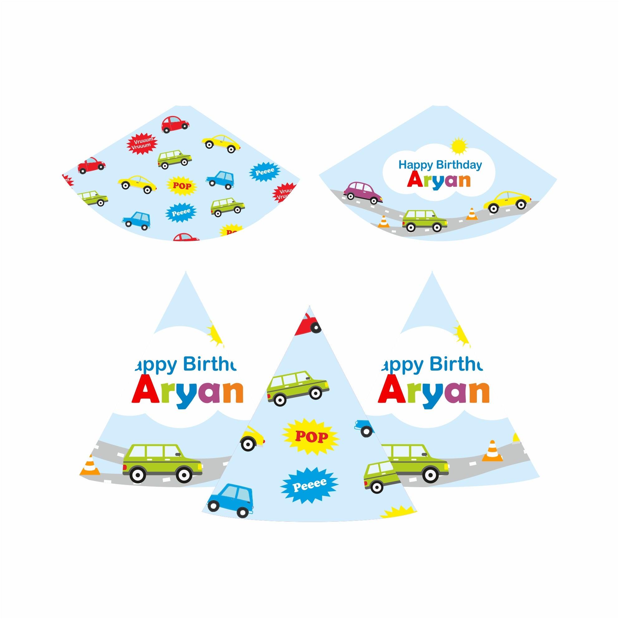 Colorful Cars Theme Hats - Pack of 10 THEME PARTIES Pretty UR Party