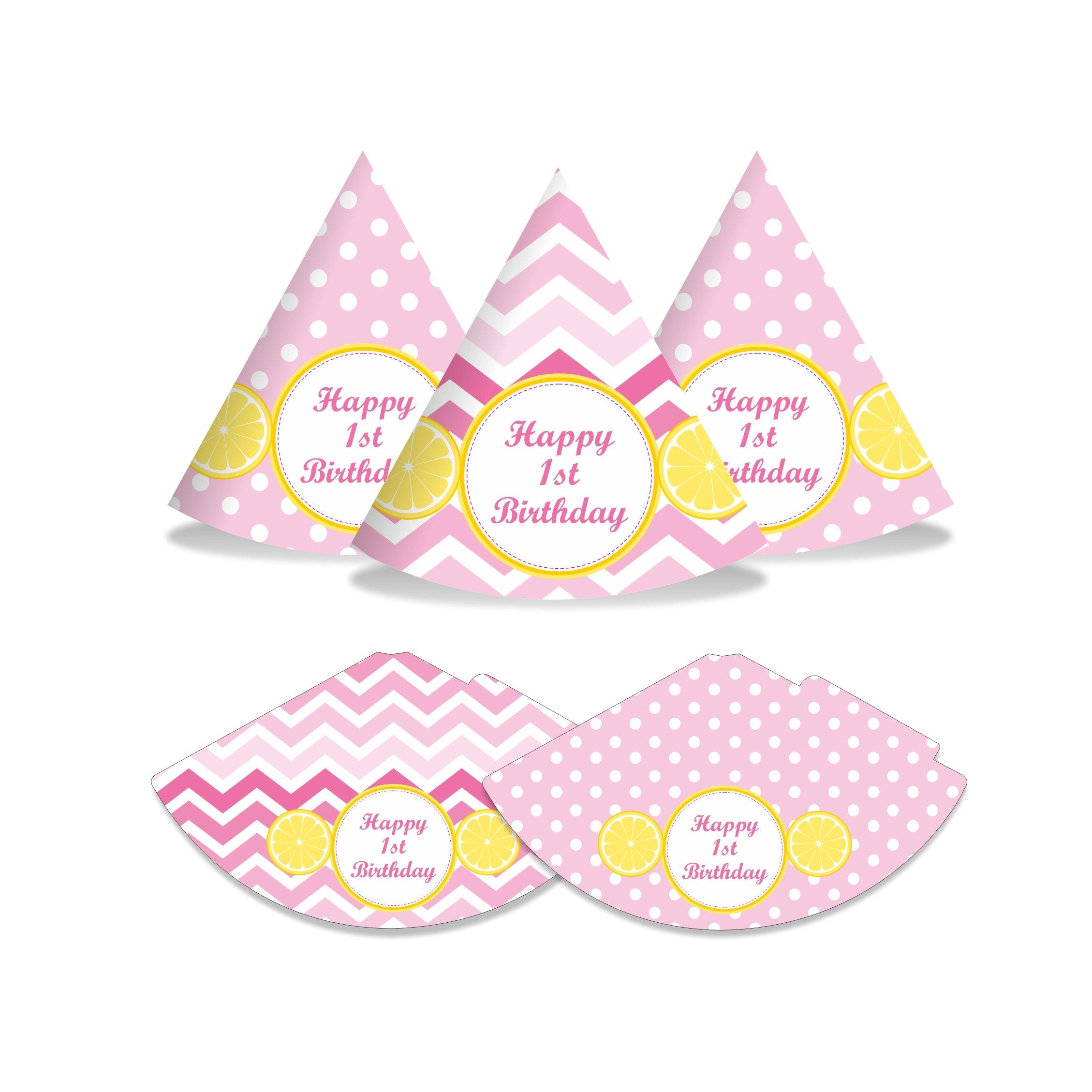 Pink lemonade 1st birthday Hats - Pack of 10 ALL PARTY SUPPLIES Pretty UR Party