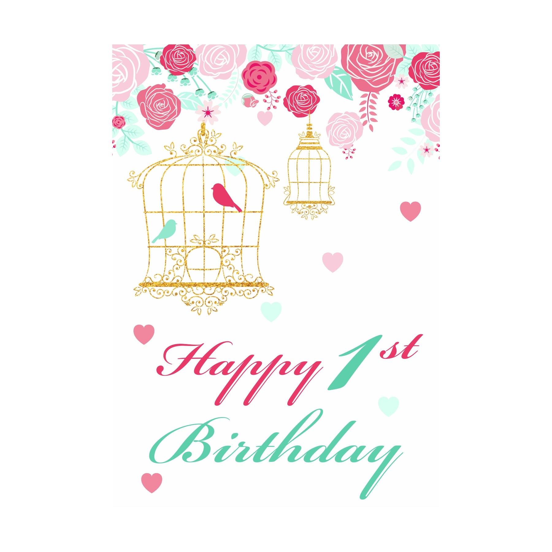 Mint and Pink Floral 1st Birthday Theme Centerpieces - Pack of 2 ALL PARTY SUPPLIES Pretty UR Party