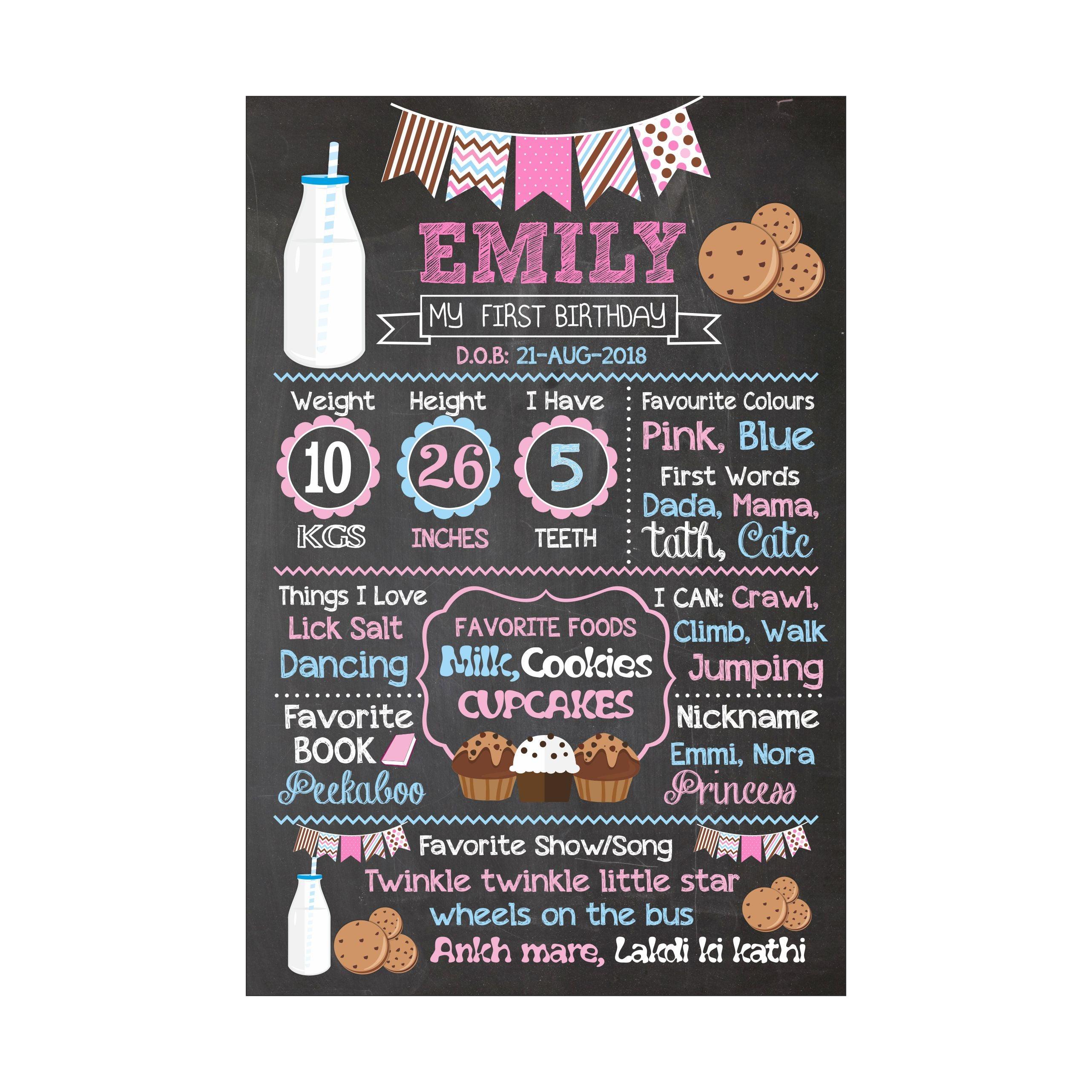 Milk and Cookies Theme Chalkboard Poster PERSONALISED Pretty UR Party