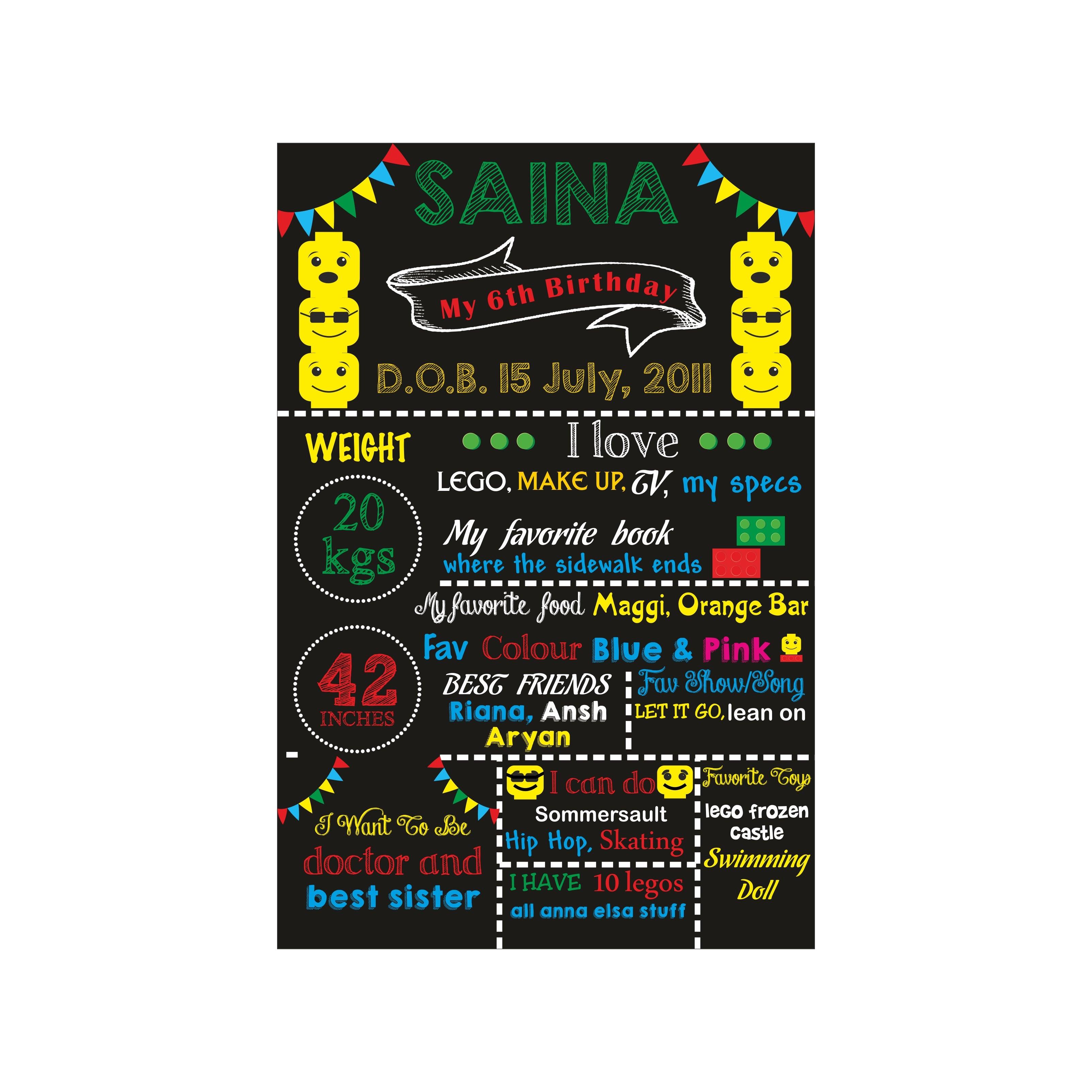 Lego Chalkboard Poster PERSONALISED Pretty UR Party