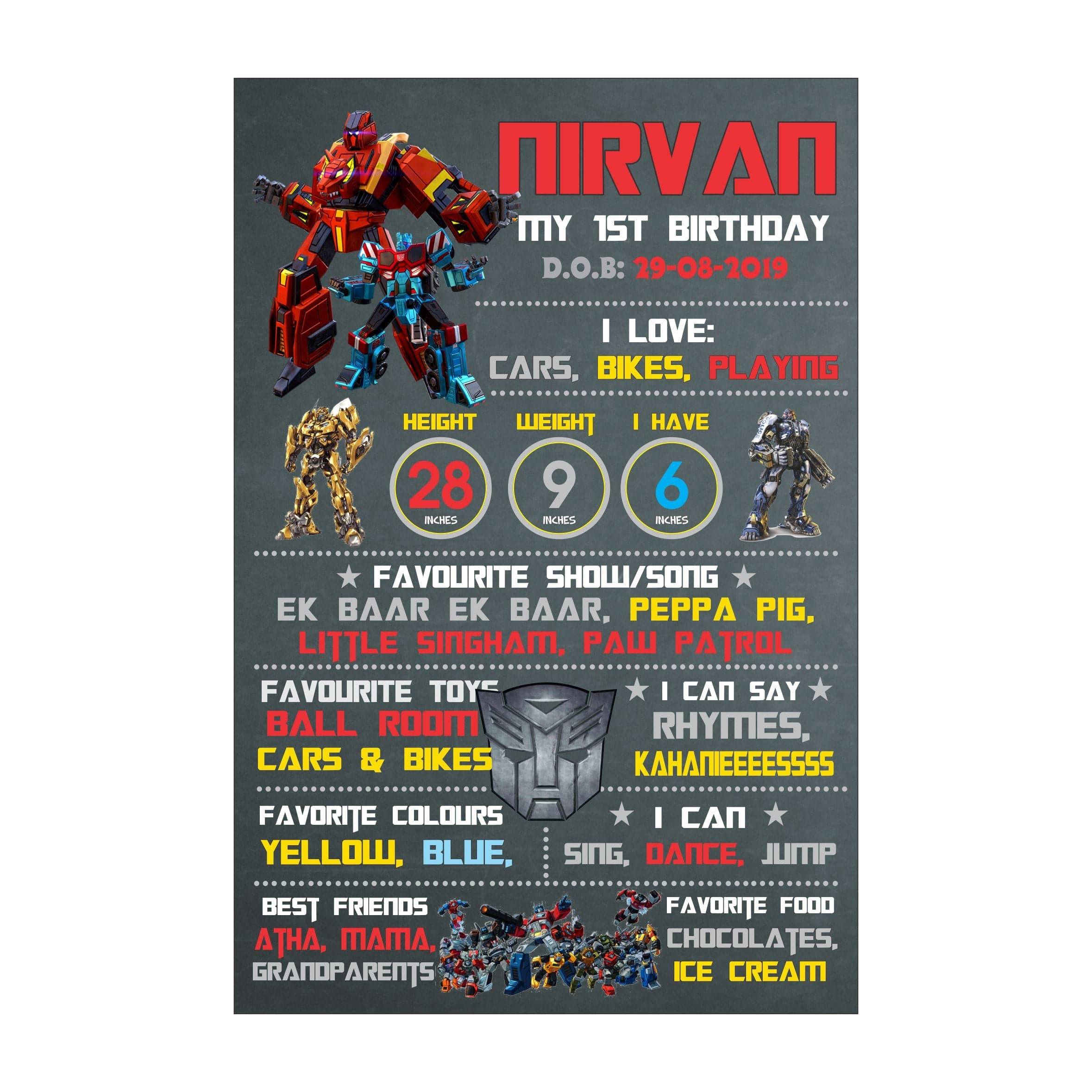 Transformers Theme Chalkboard Poster PERSONALISED Pretty UR Party