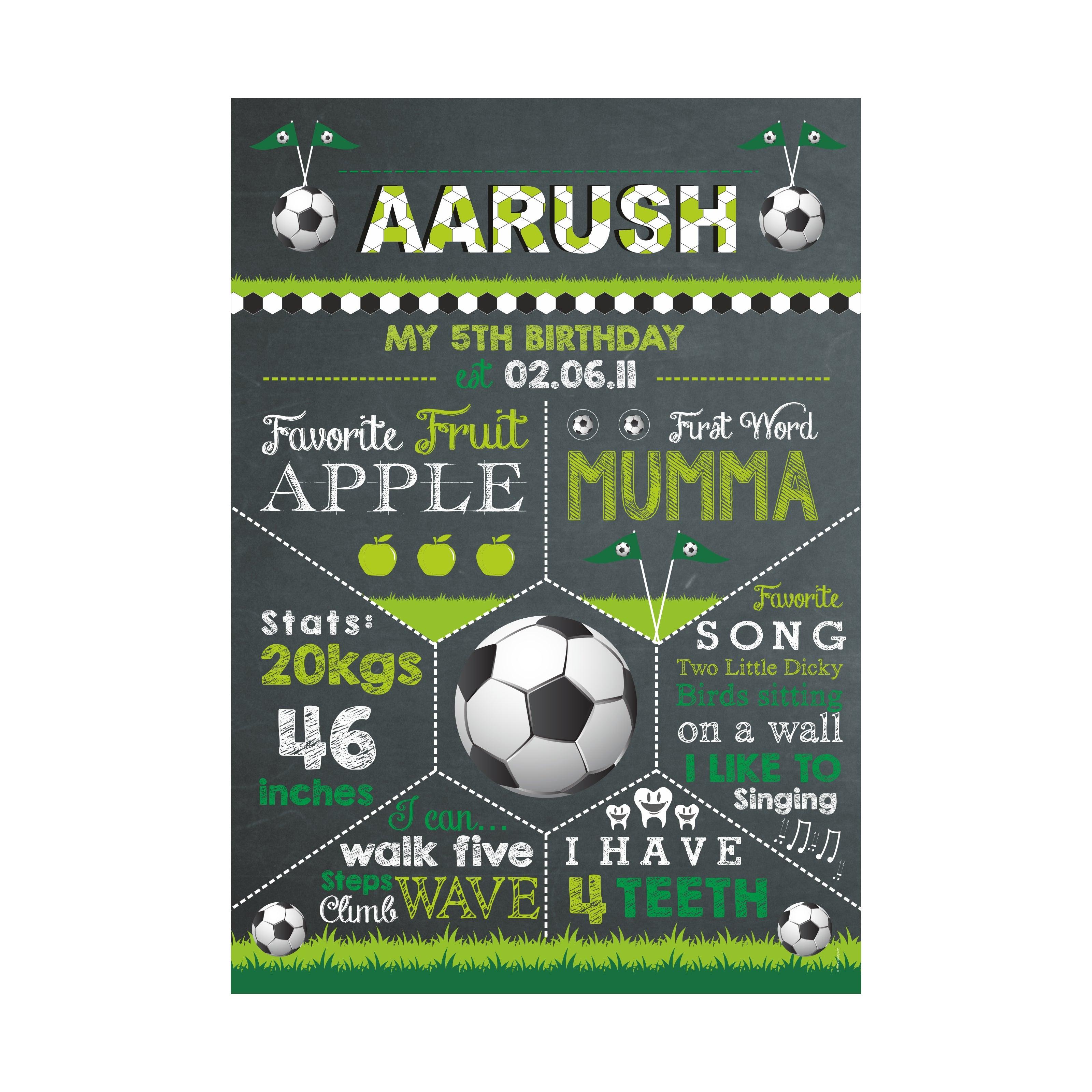 Football Theme Chalkboard Poster PERSONALISED Pretty UR Party