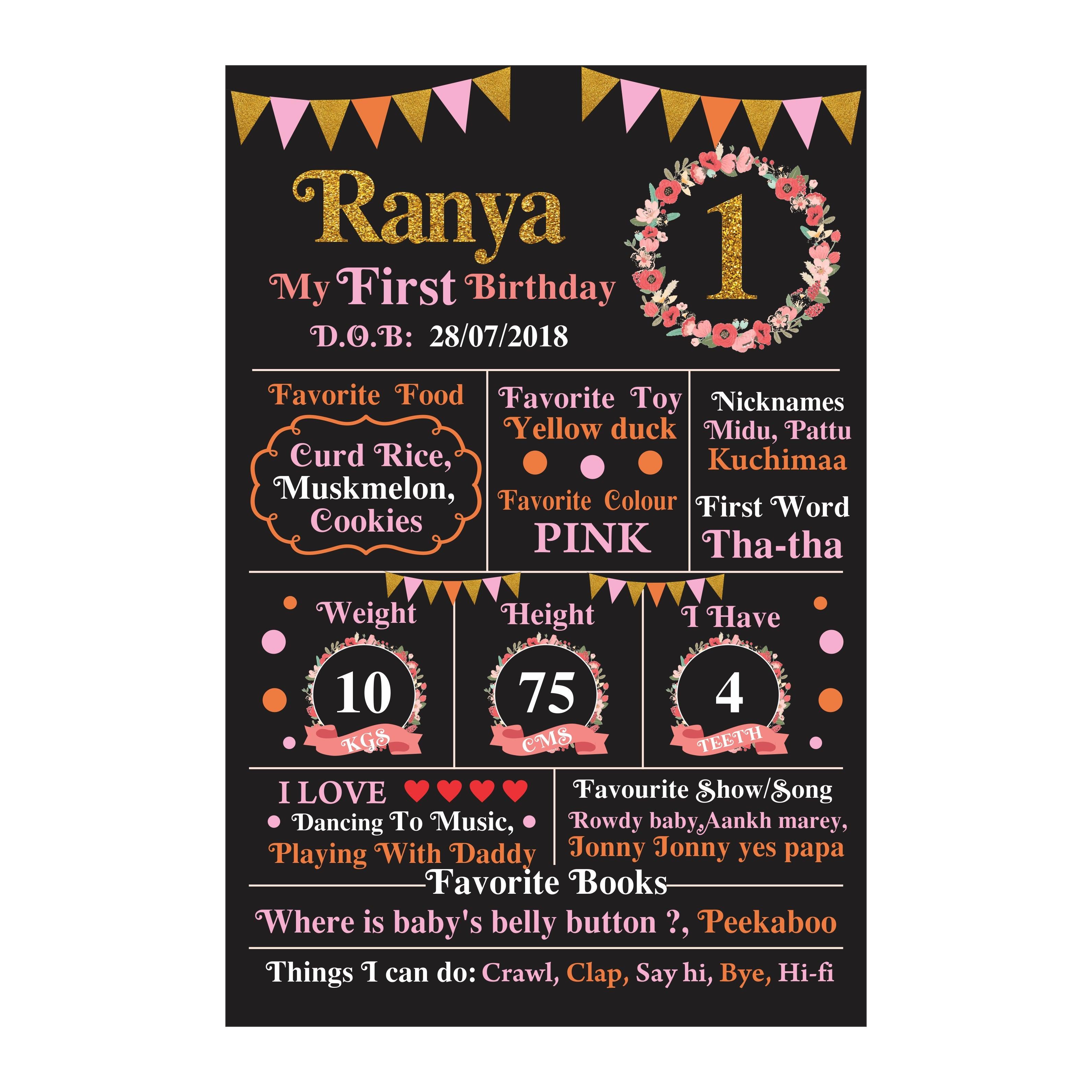 Fun To Be One Theme Chalkboard Poster PERSONALISED Pretty UR Party