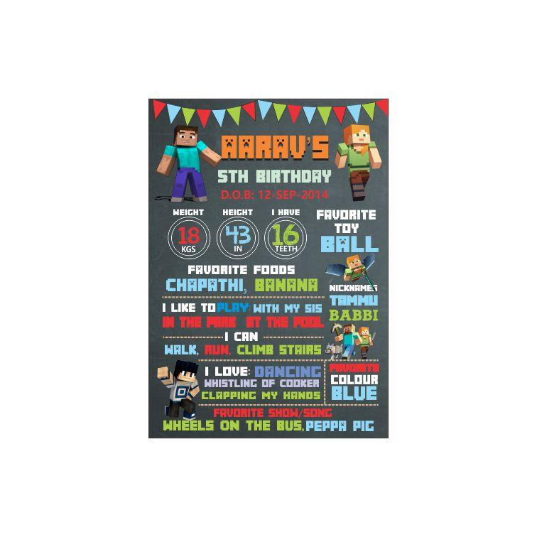 Minecraft Theme Chalkboard Poster PERSONALISED Pretty UR Party
