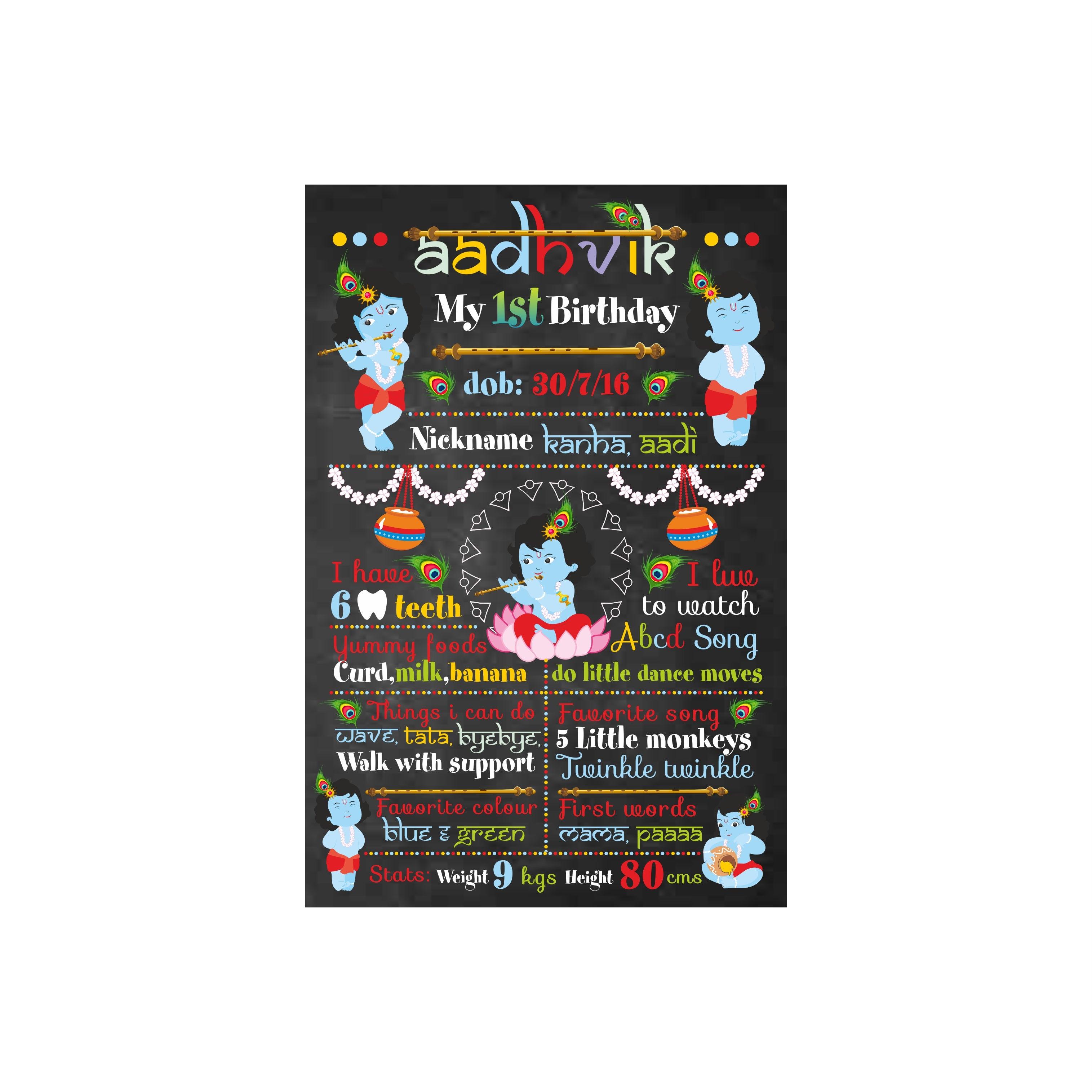 Krishna theme Chalkboard Poster PERSONALISED Pretty UR Party