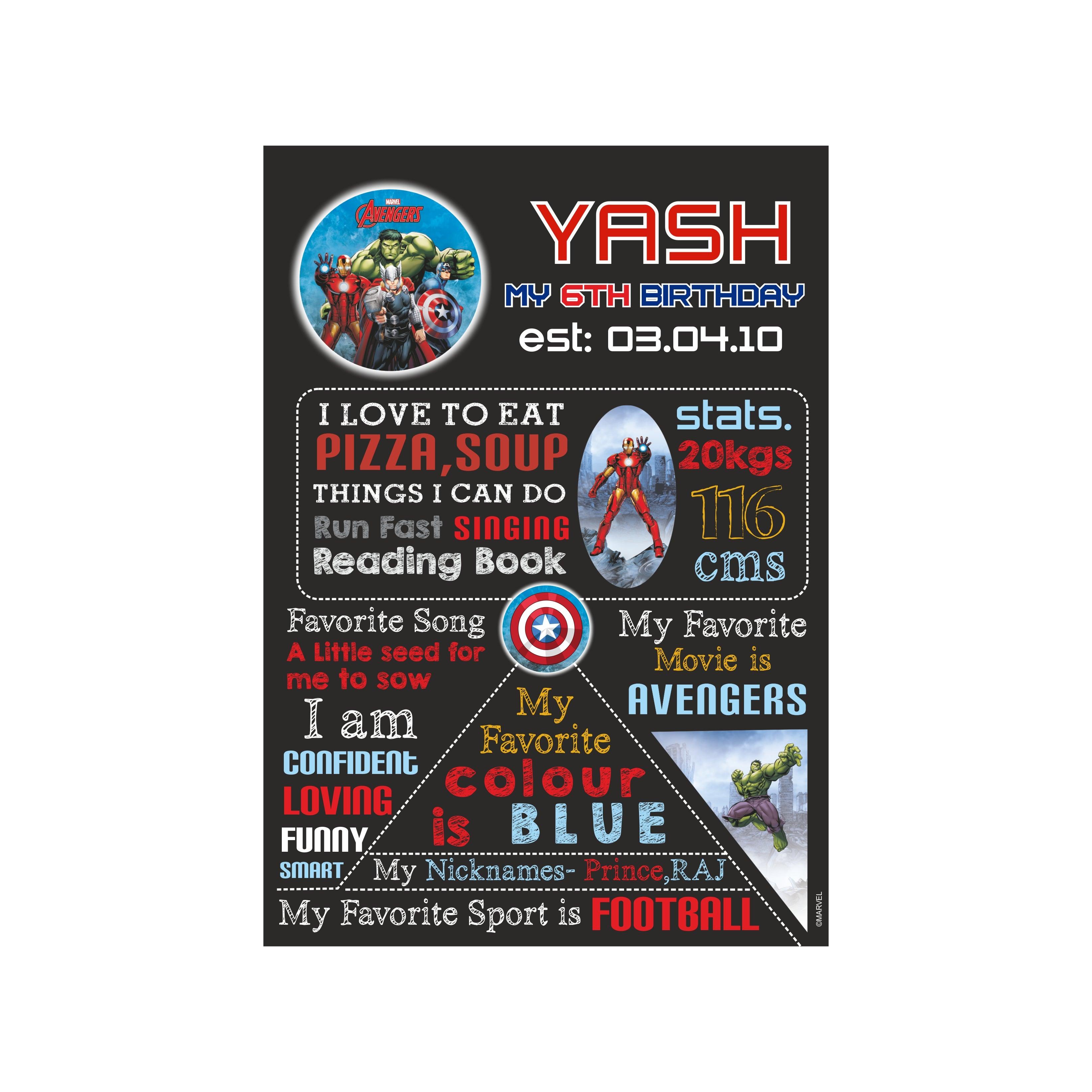 Avengers Chalkboard Poster PERSONALISED Pretty UR Party