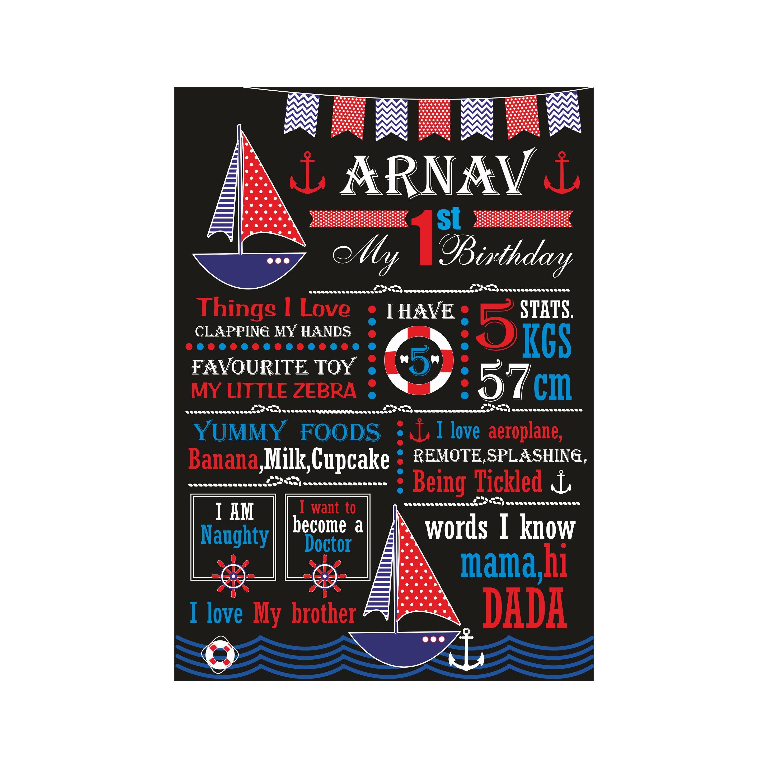 Nautical Theme Chalkboard Poster PERSONALISED Pretty UR Party