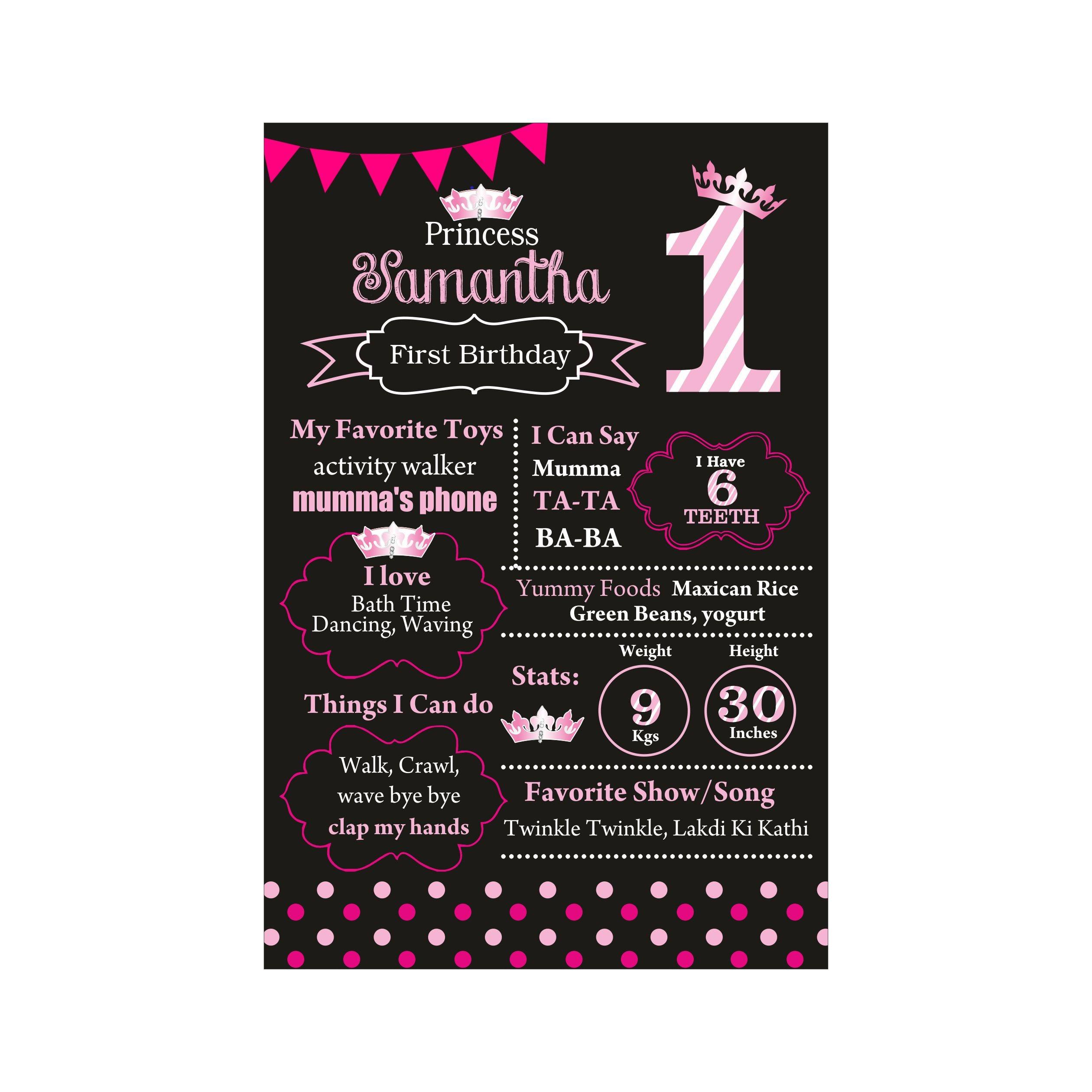 Princess 1st theme Chalkboard Poster PERSONALISED Pretty UR Party