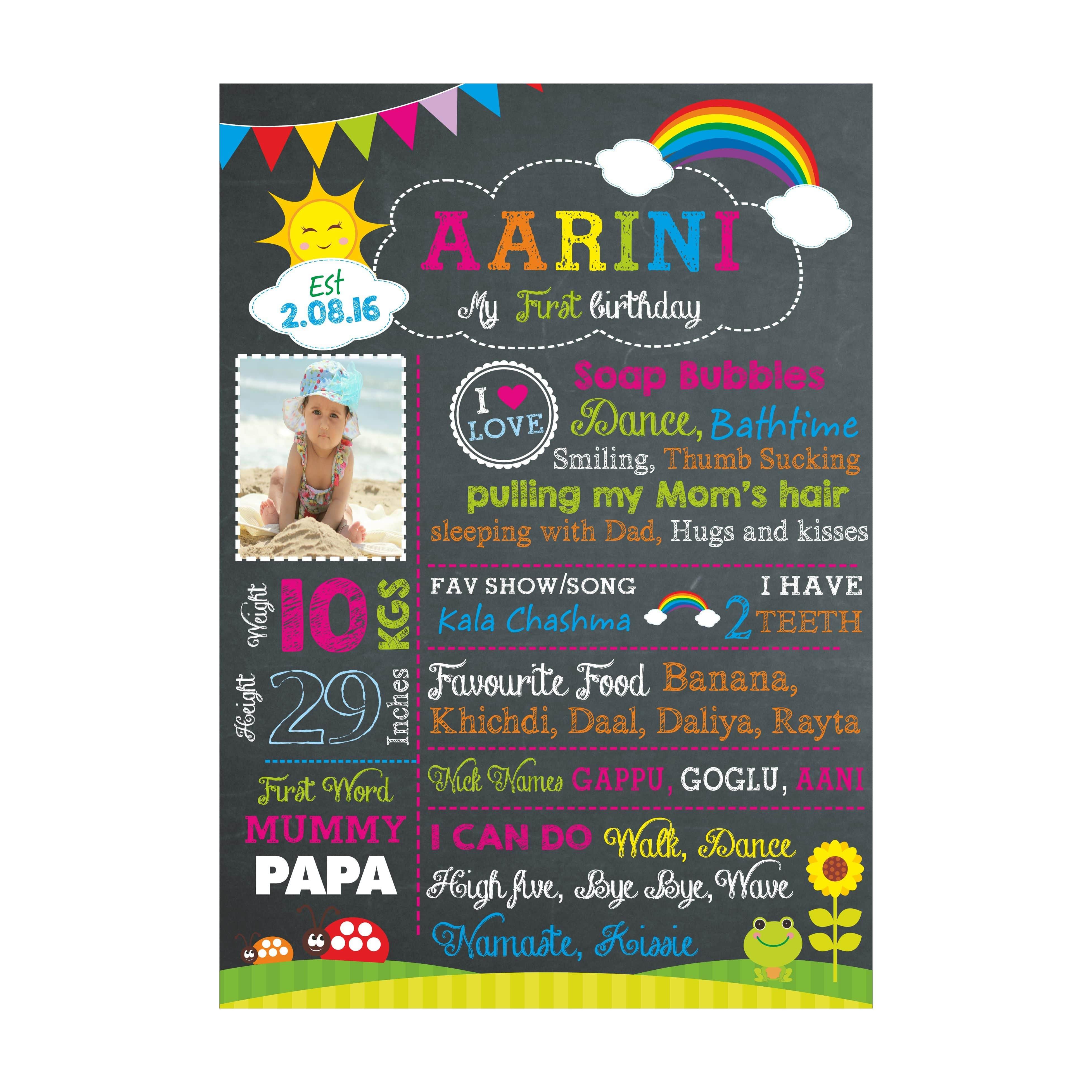 Rainbow Chalkboard Poster PERSONALISED Pretty UR Party