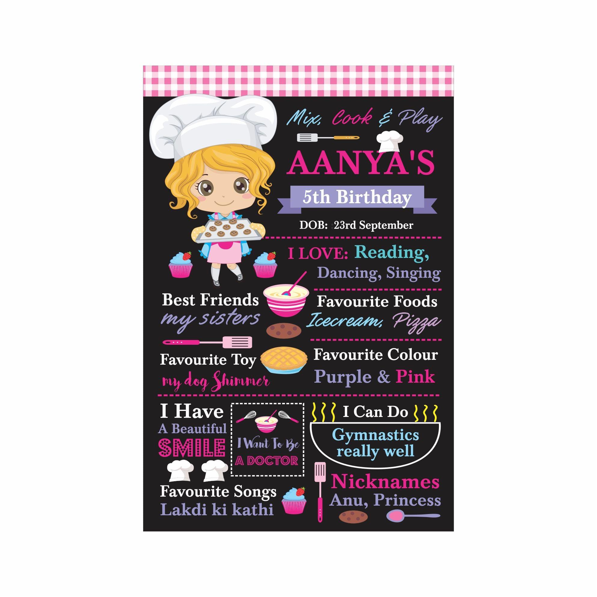 Little Baker Theme Chalkboard Poster PERSONALISED Pretty UR Party