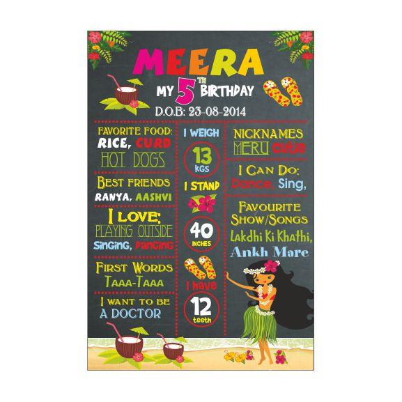 Hawaiian Theme Chalkboard Poster PERSONALISED Pretty UR Party
