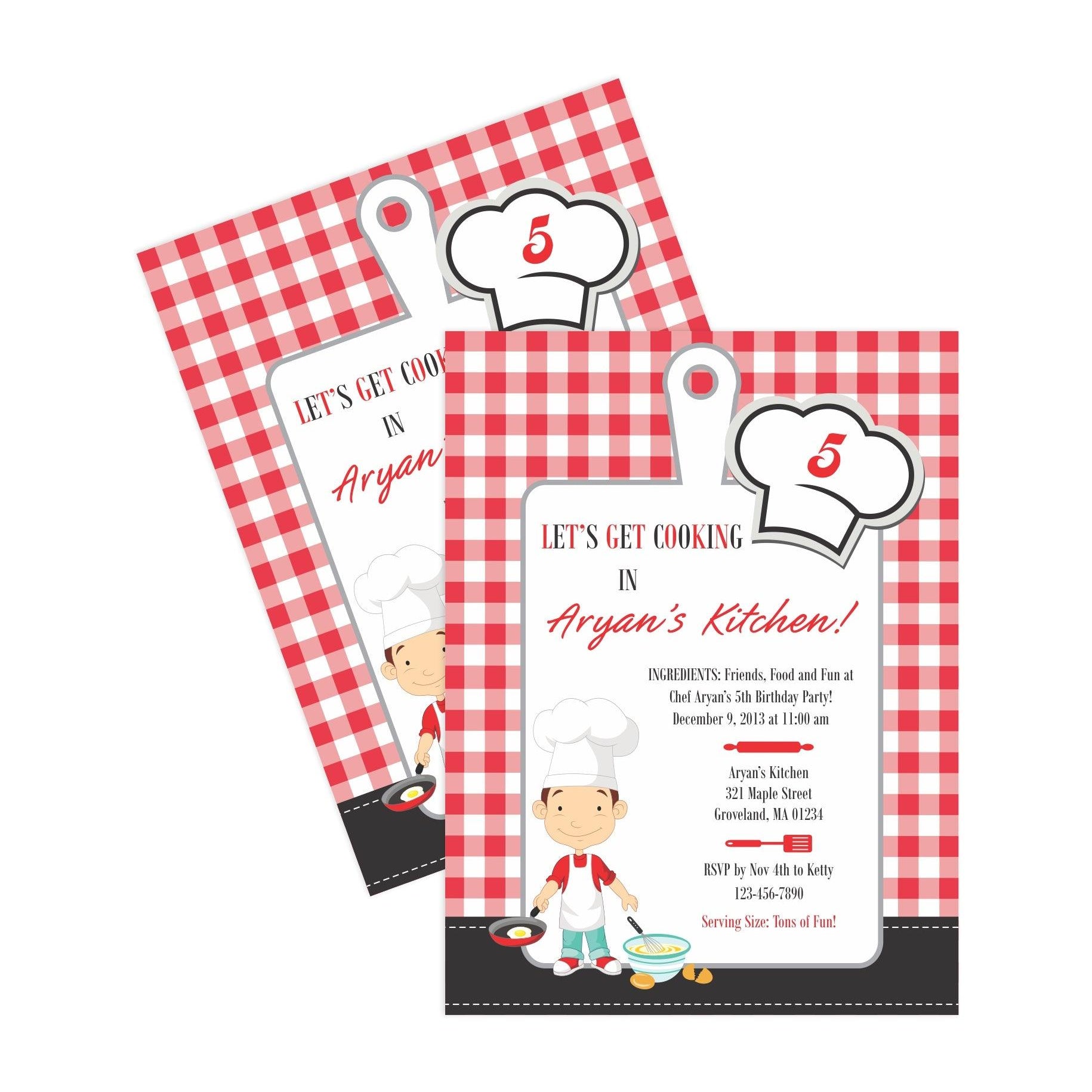 Little Chef Red E-Invitations THEME PARTIES Pretty UR Party