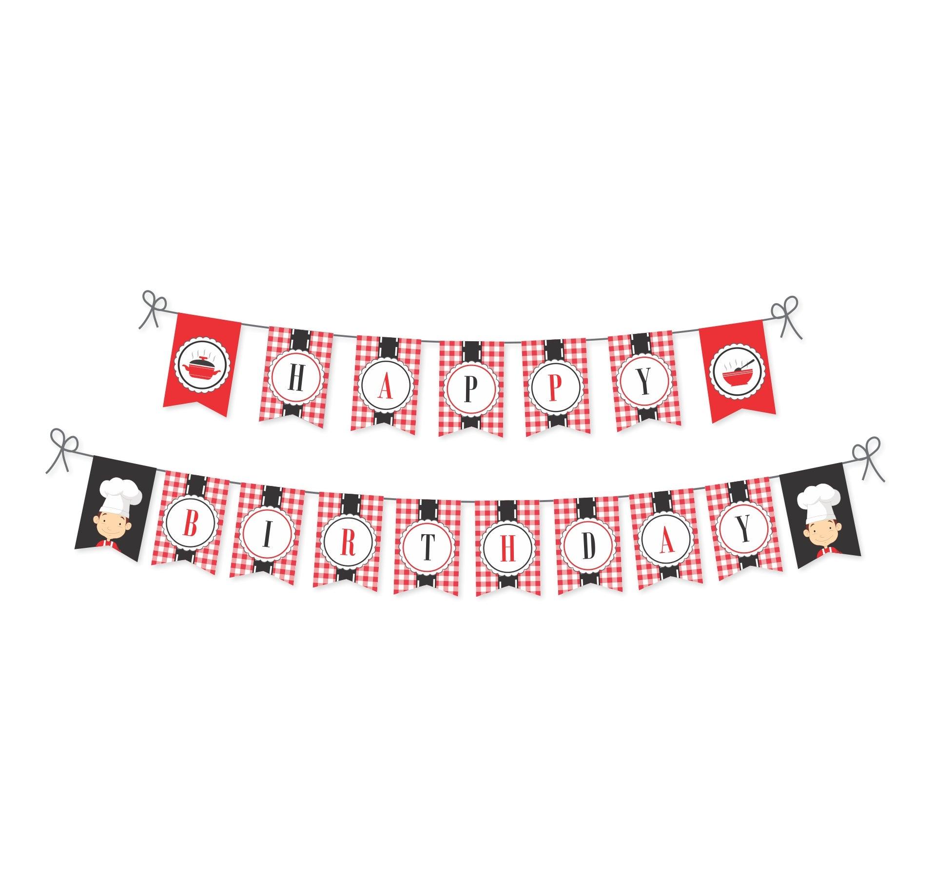 Little Chef Red Bunting THEME PARTIES Pretty UR Party