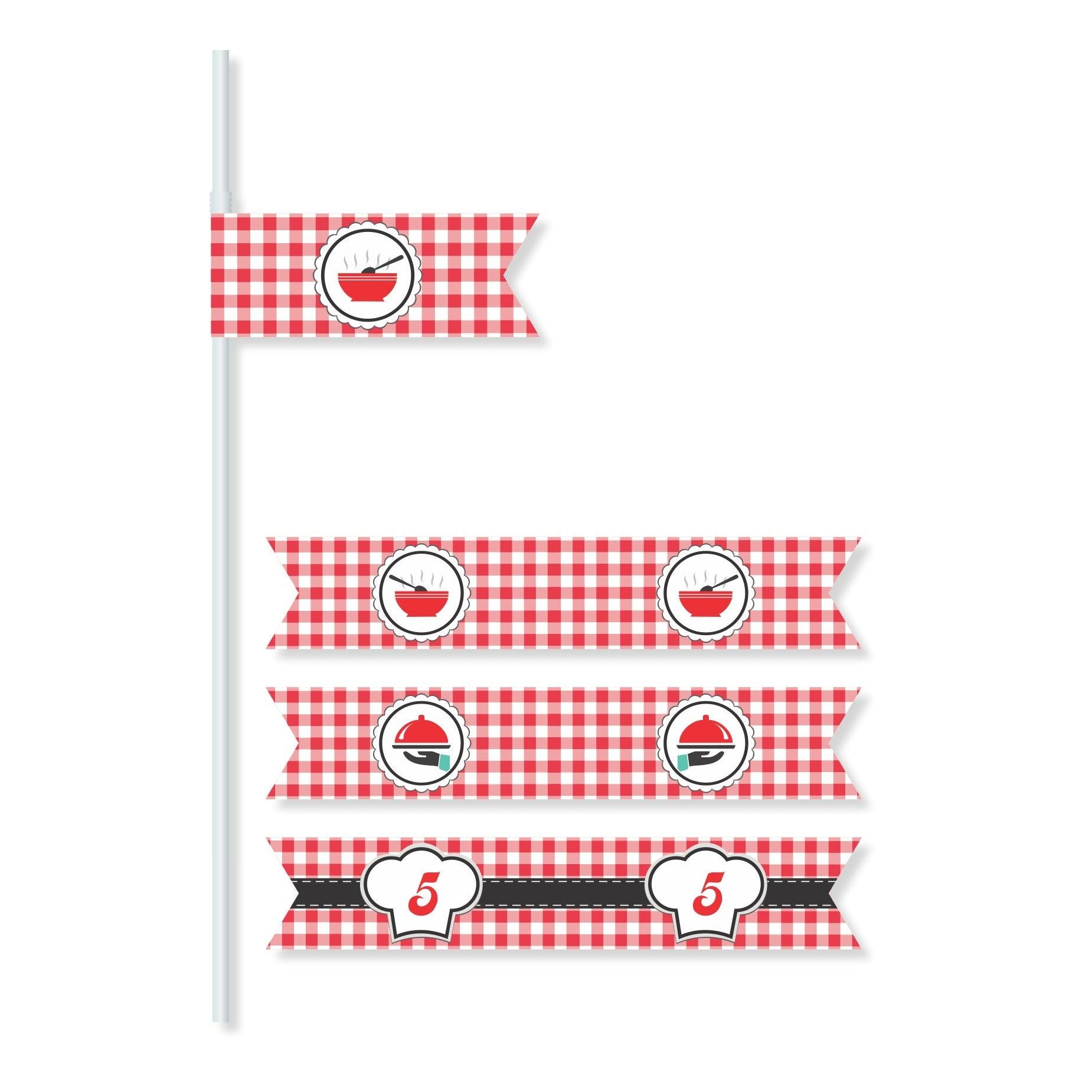 Little Chef Red Drink Straws THEME PARTIES Pretty UR Party