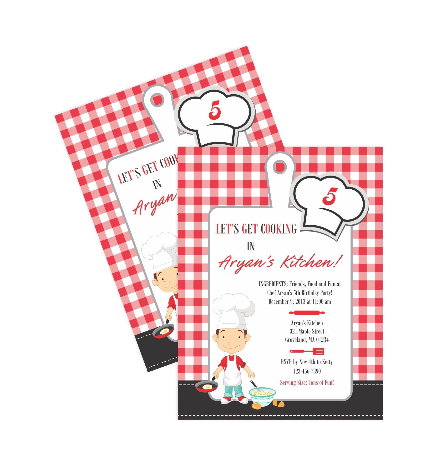 Little Chef Red Invitations THEME PARTIES Pretty UR Party