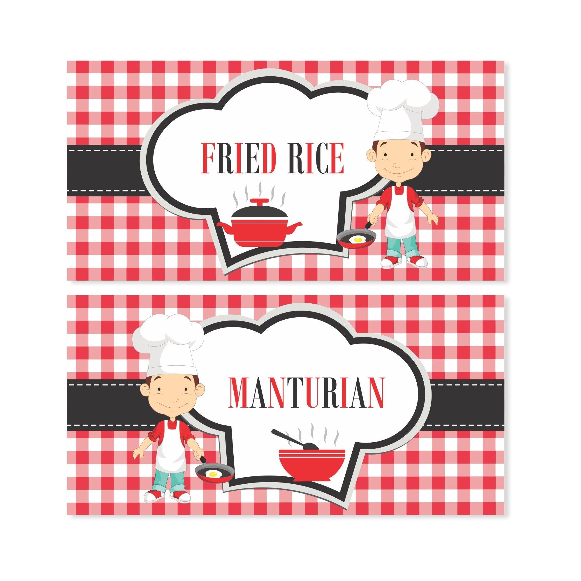 Little Chef Red Food Labels / Buffet Table Cards THEME PARTIES Pretty UR Party