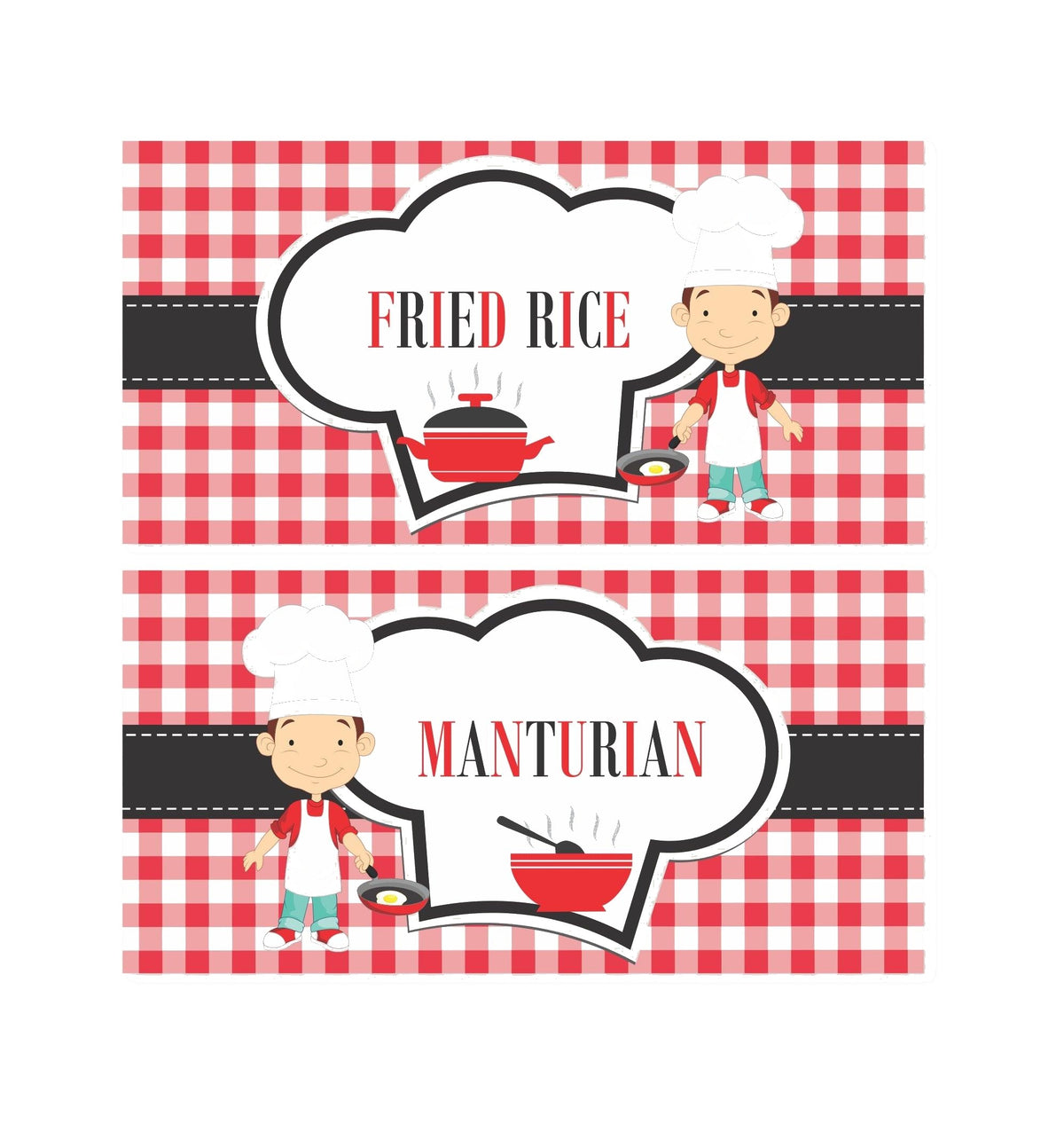 Little Chef Red Food Labels / Buffet Table Cards