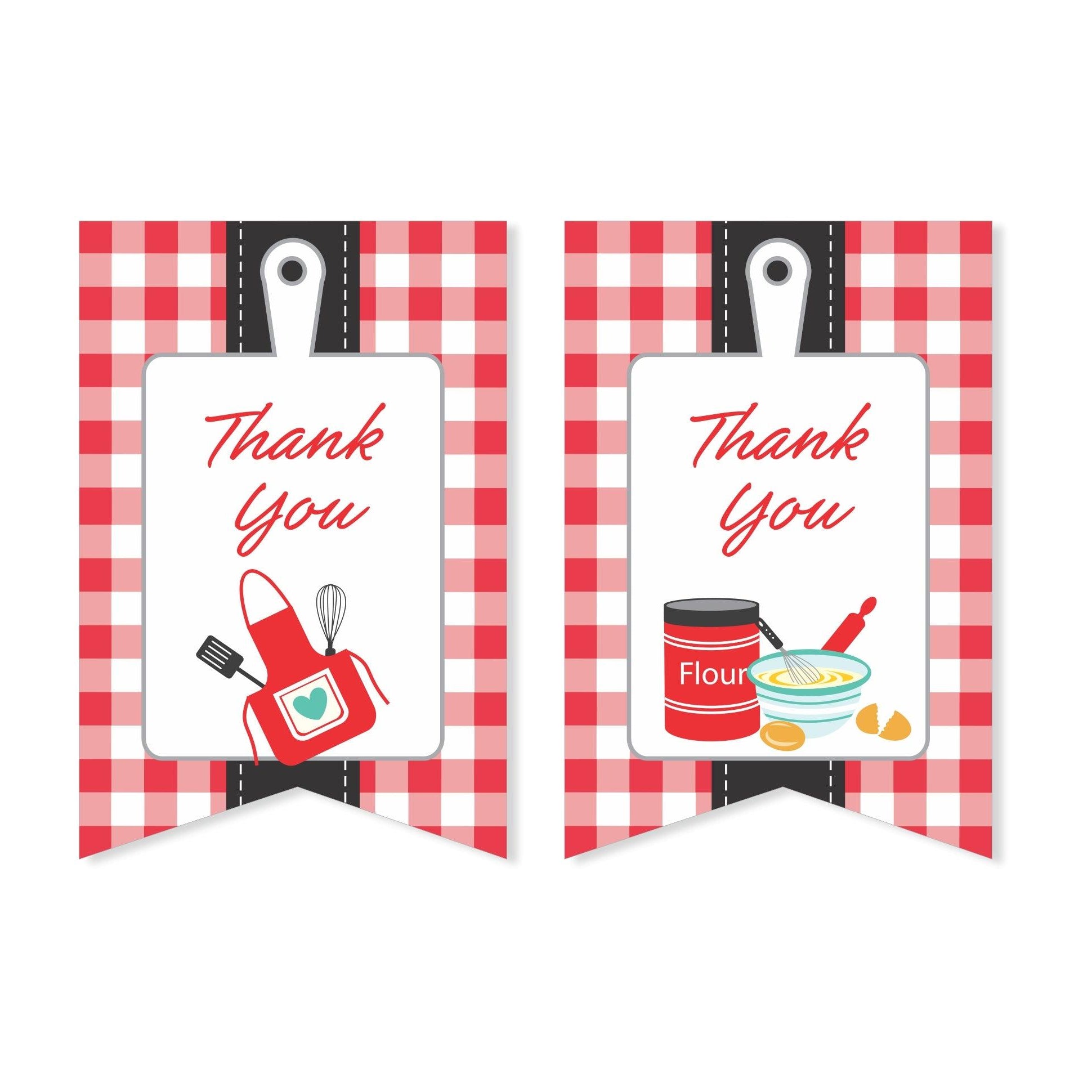 Little Chef Red Thank you Tags THEME PARTIES Pretty UR Party