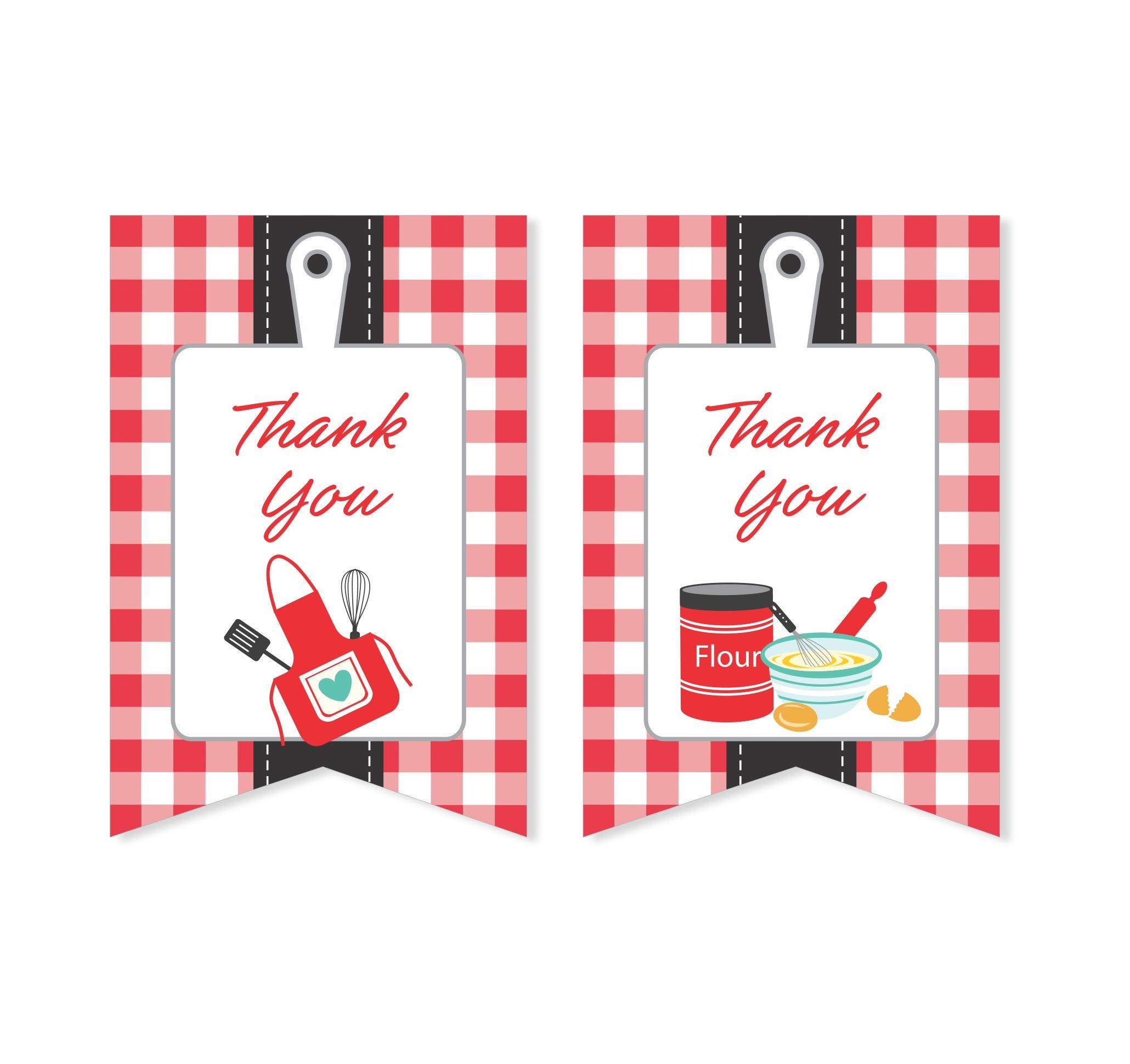 Little Chef Red Thank you Tags THEME PARTIES Pretty UR Party