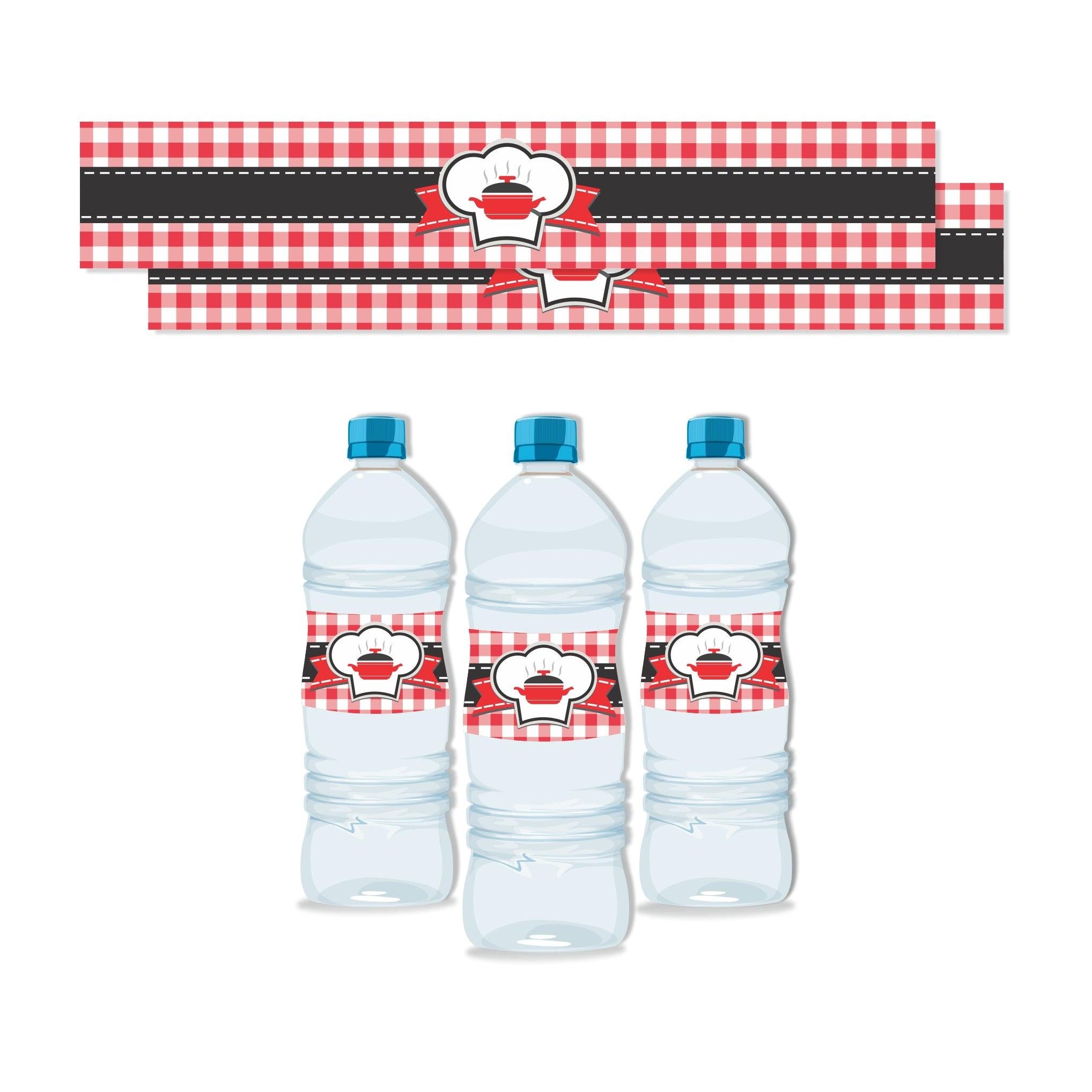 Little Chef Red Water Bottle Labels THEME PARTIES Pretty UR Party
