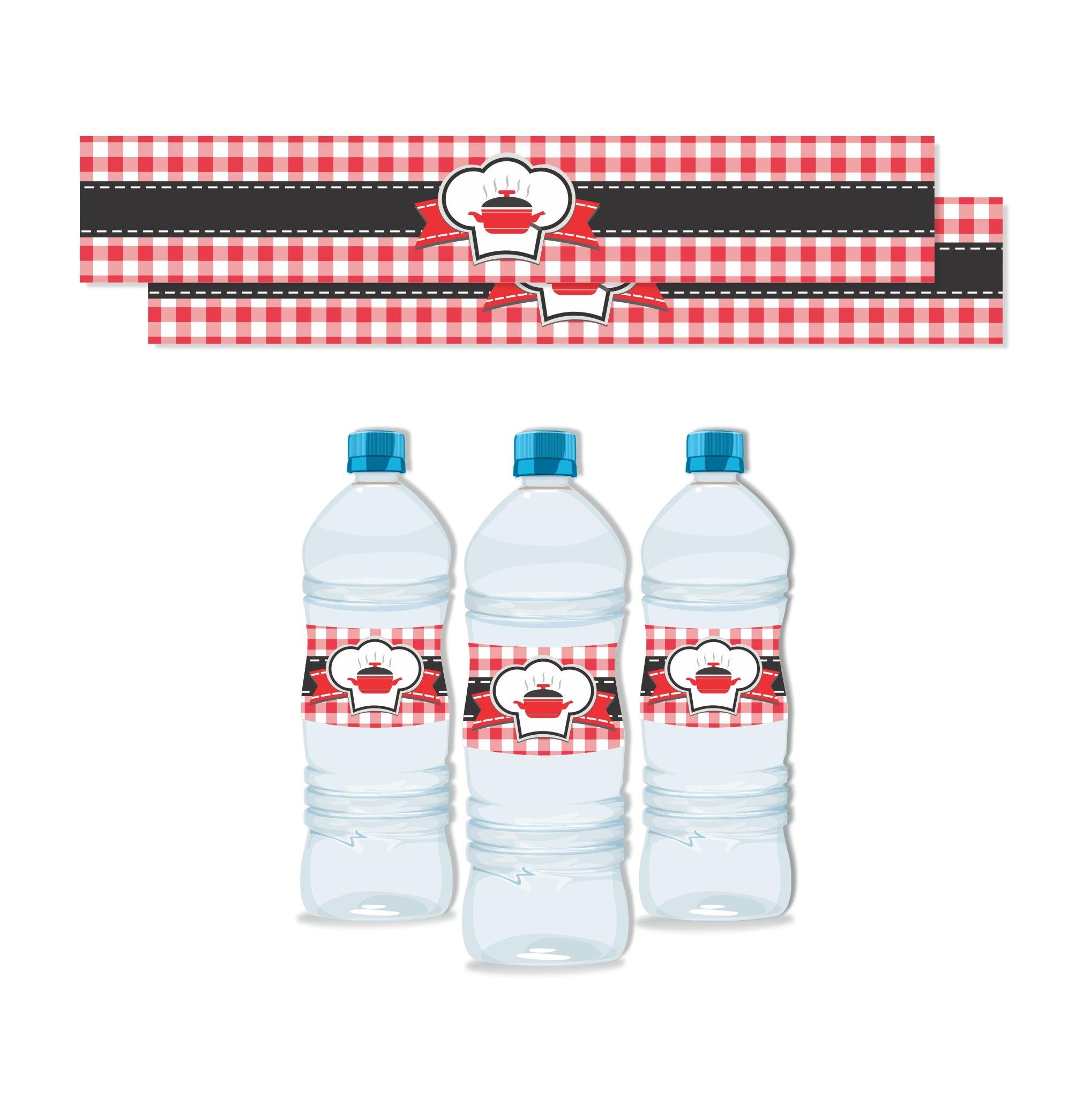 Little Chef Red Water Bottle Labels THEME PARTIES Pretty UR Party