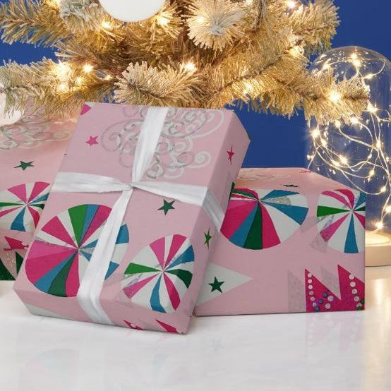 Christmas Wrapping Paper Holographic and double sided - Pack of 8 RETURN GIFTS Pretty UR Party