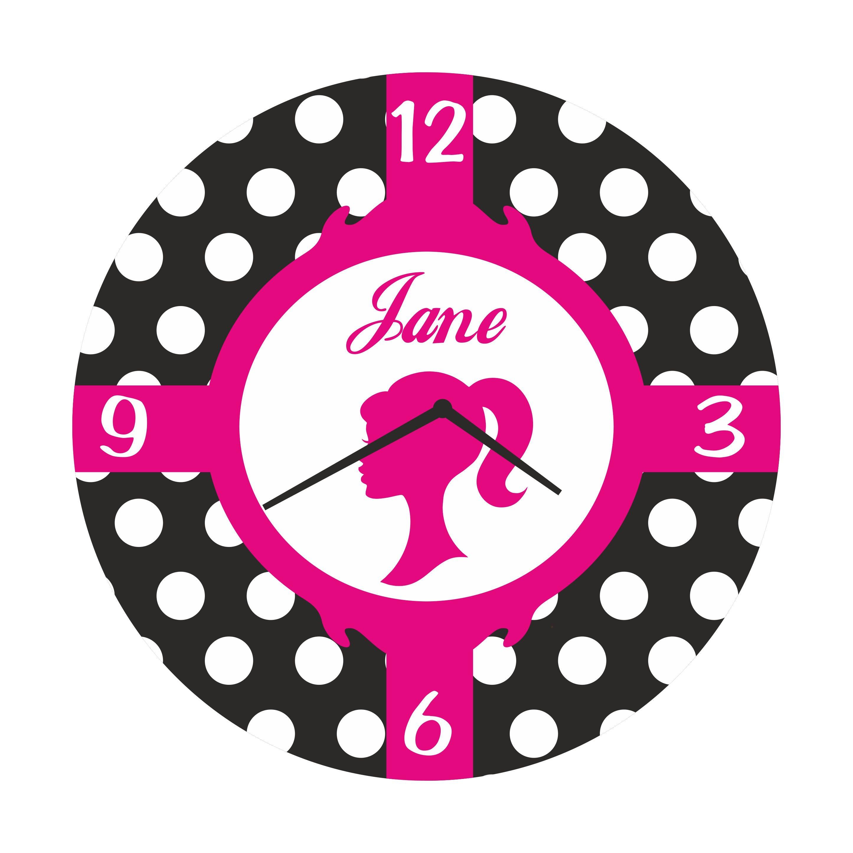 Personalised Barbie Clock THEME PARTIES Pretty UR Party