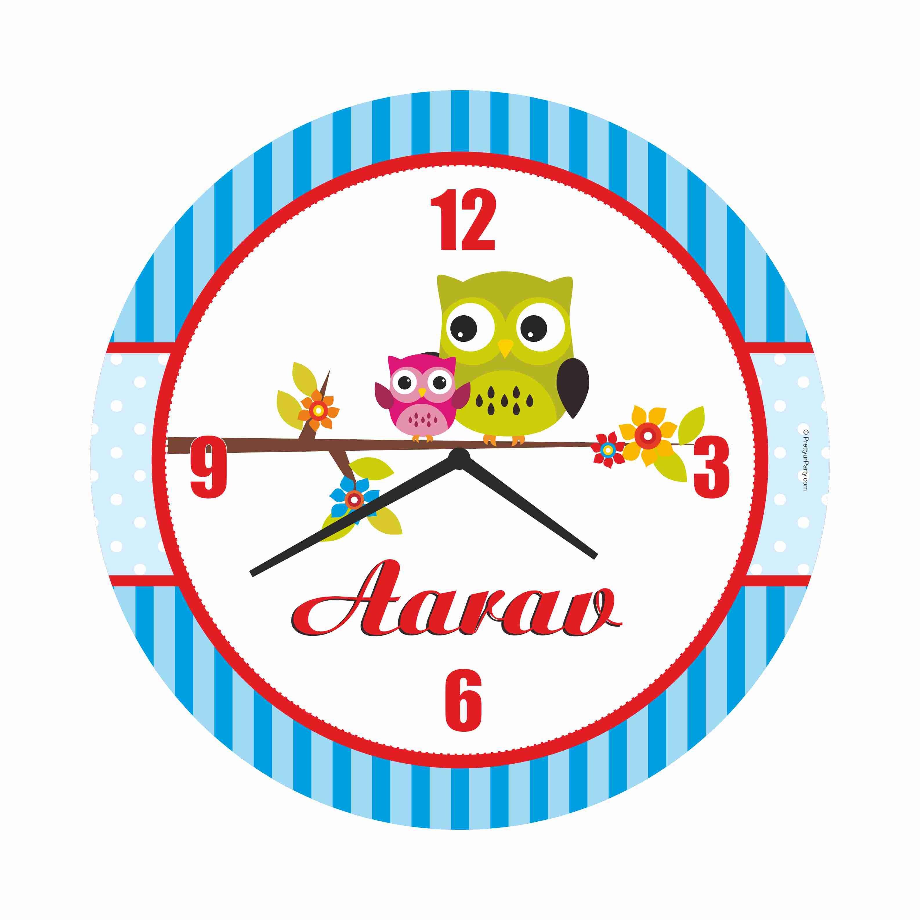 Personalised Owl Clock THEME PARTIES Pretty UR Party