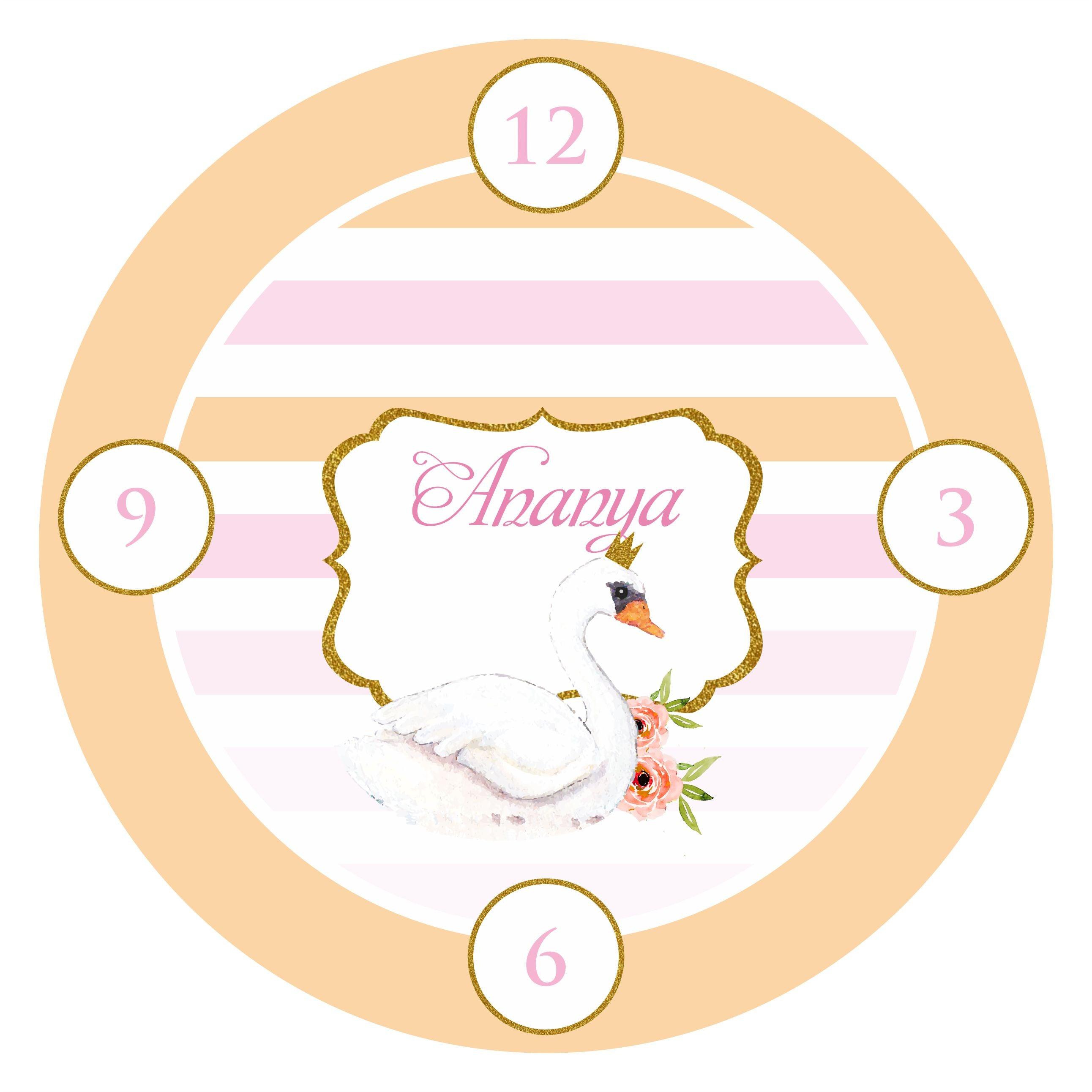 Personalised Swan Theme Clock THEME PARTIES Pretty UR Party