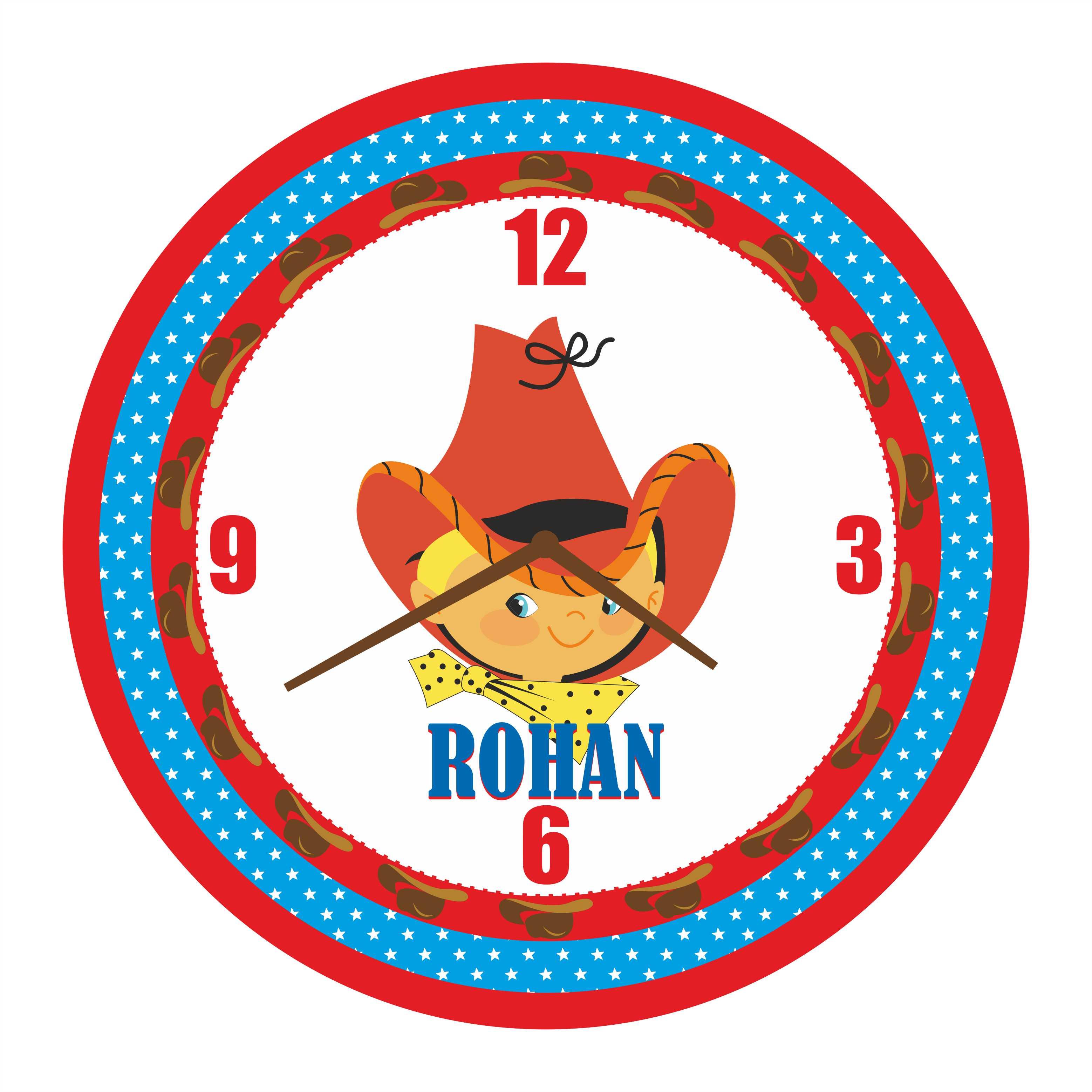 Personalised Little Cowboy Clock THEME PARTIES Pretty UR Party