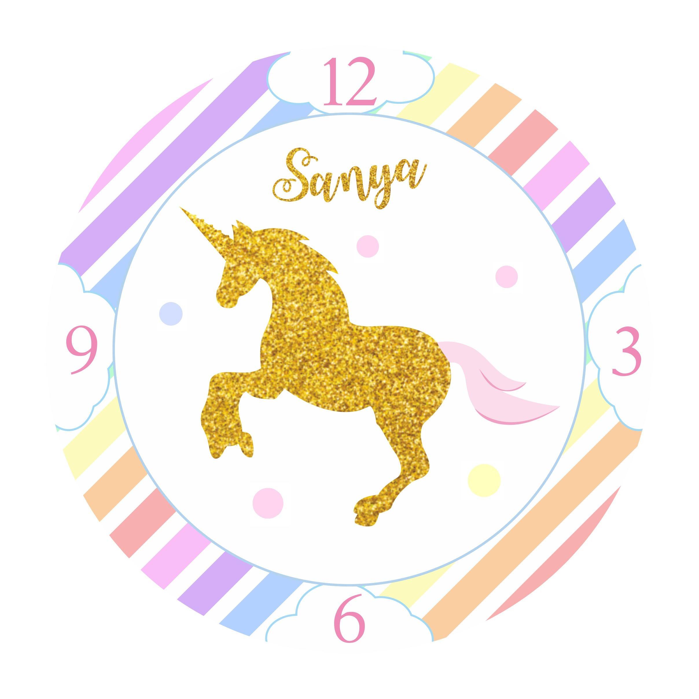 Personalised Unicorn Theme Clock THEME PARTIES Pretty UR Party