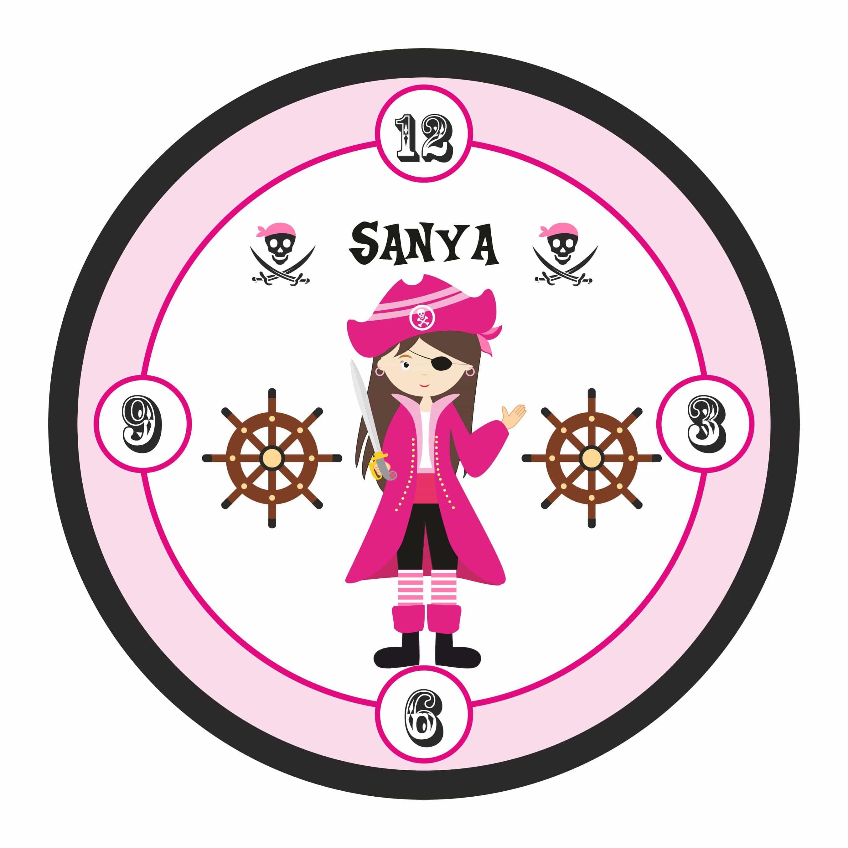 Personalized Girly Pirate Theme Clock THEME PARTIES Pretty UR Party